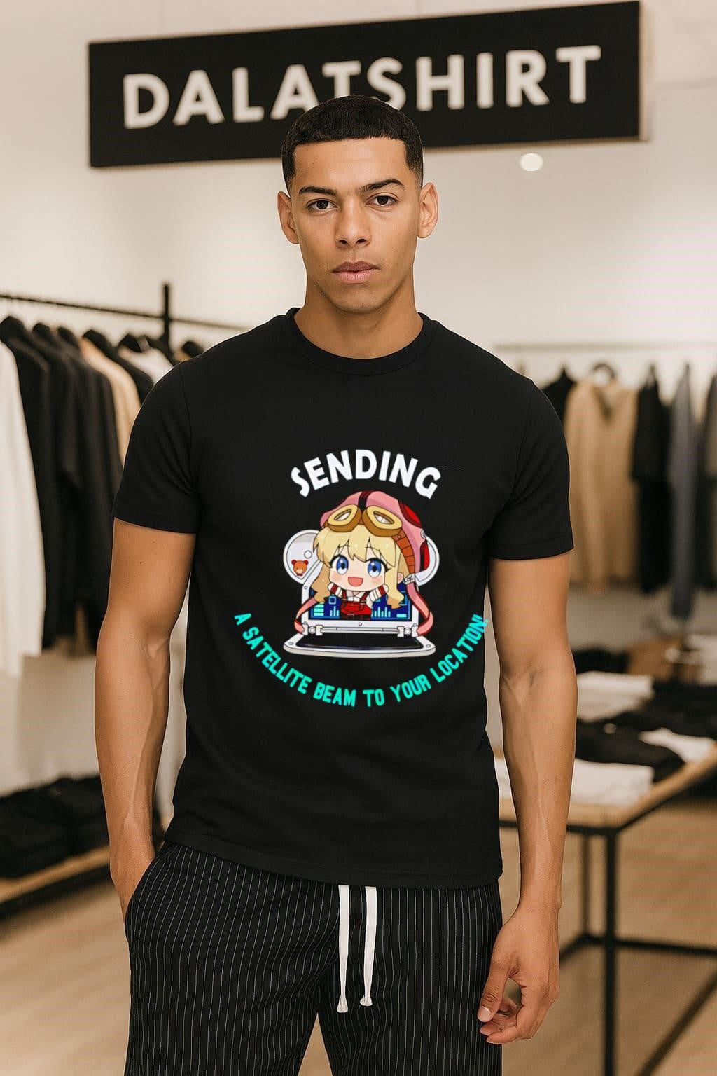 Sending A Satellite Beam To Your Location Cute Anime - Adult & Kids T-Shirts, Sweatshirts & Hoodies apparel design preview 1