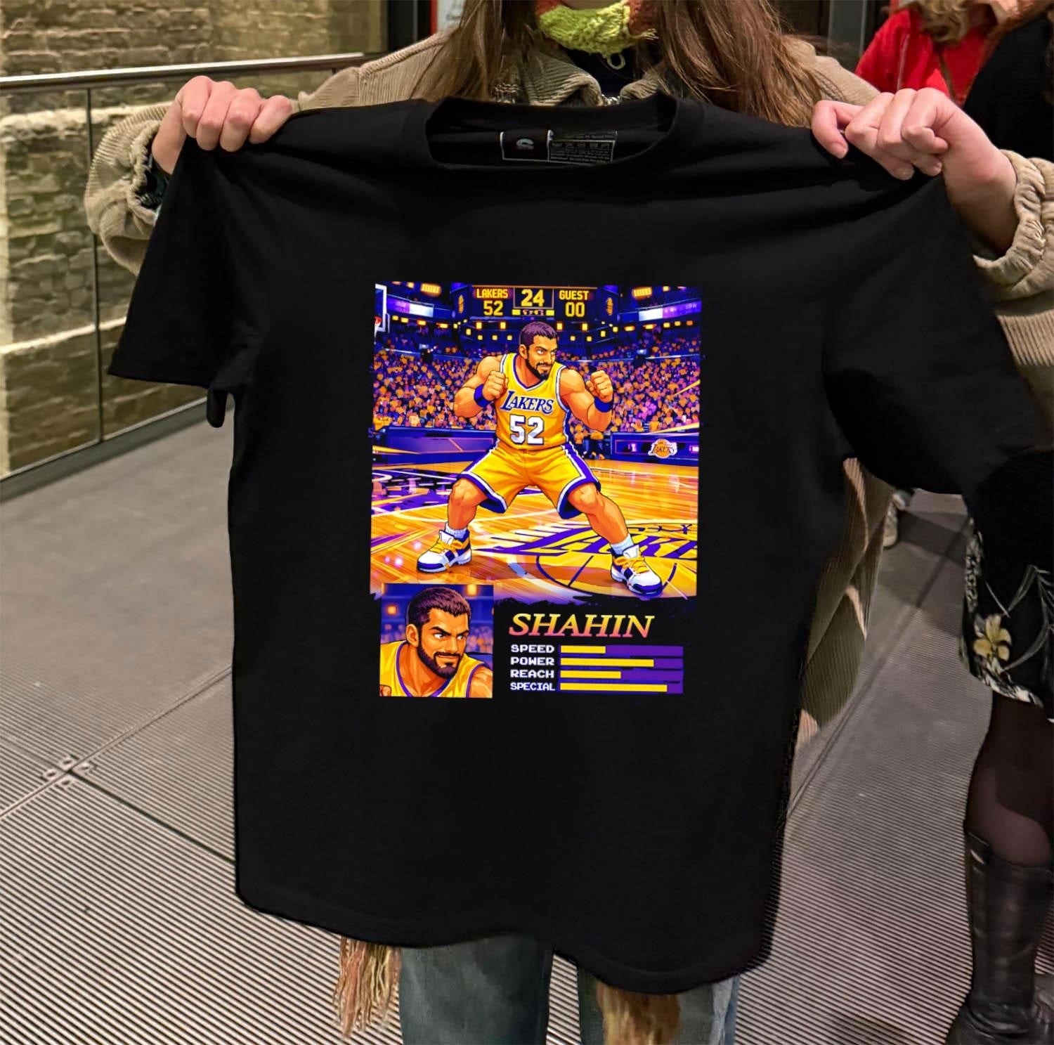 Shahin Los Angeles Lakers 52 custom pixel art - Adult & Kids T-Shirts, Sweatshirts & Hoodies apparel design preview 2