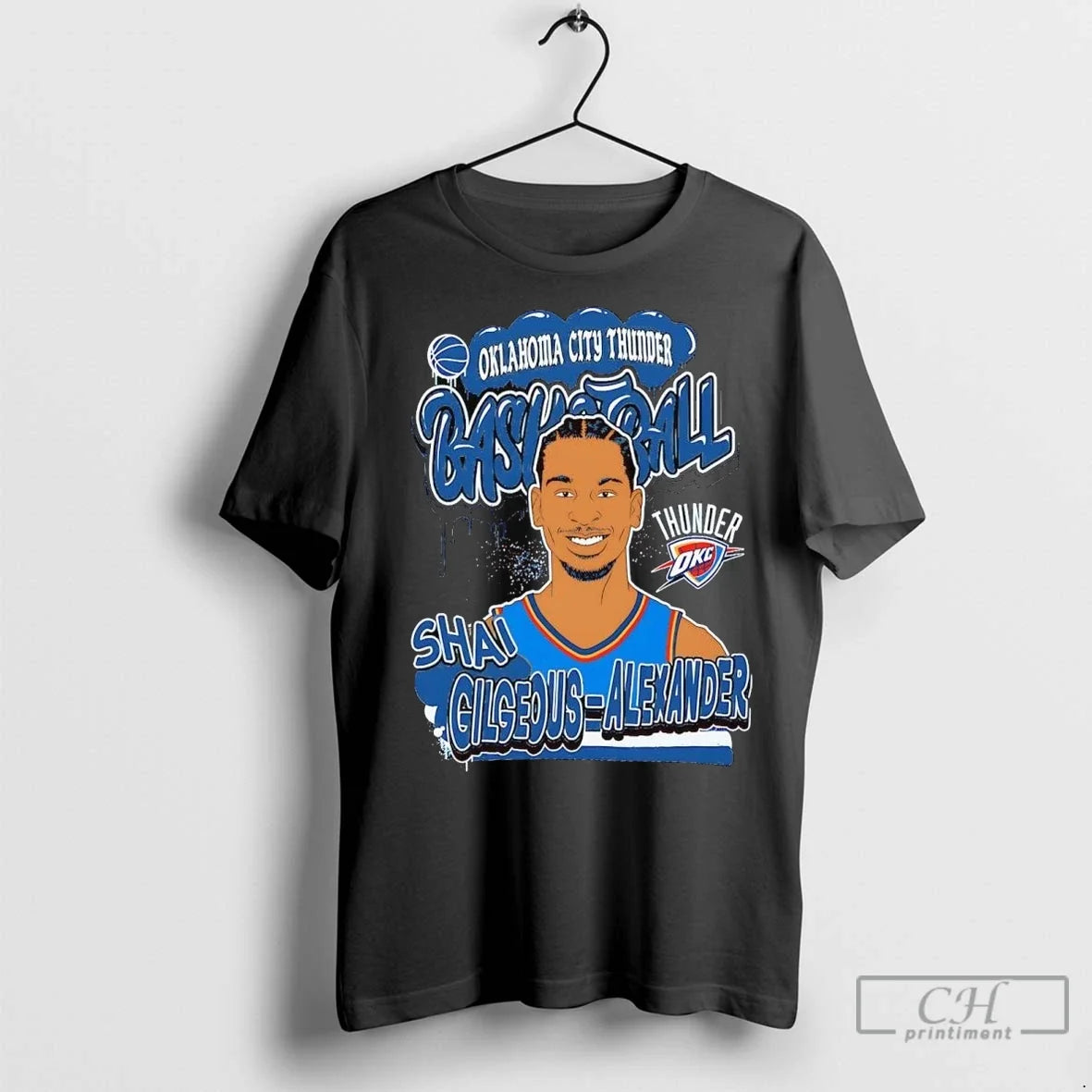 Shai Gilgeous Alexander Portrait Caricature Oklahoma - Adult & Kids T-Shirts, Sweatshirts & Hoodies apparel design preview 1