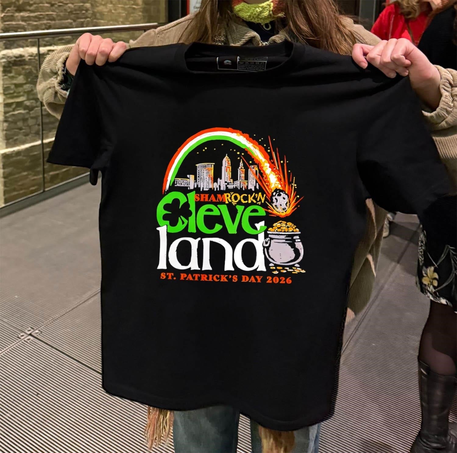 ShamRock'n Cleveland St. Patrick's Day 2026 Rainbow - Adult & Kids T-Shirts, Sweatshirts & Hoodies apparel design preview 2