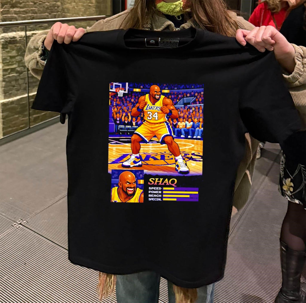 Shaquille O'Neal Los Angeles Lakers 34 muscular pixel - Adult & Kids T-Shirts, Sweatshirts & Hoodies apparel design preview 2