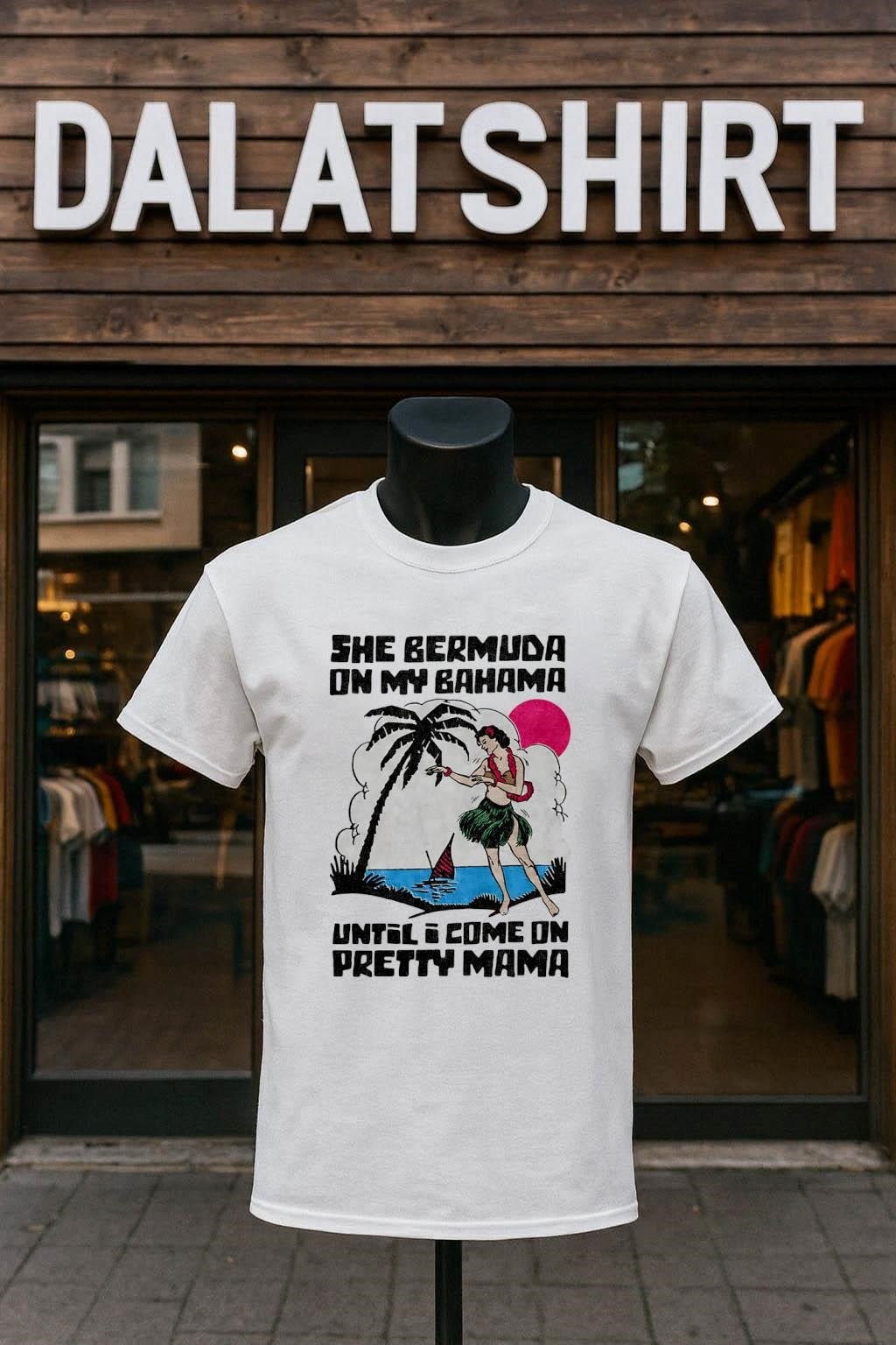 She Bermuda On My Bahama Beach Hula Girl - Adult & Kids T-Shirts, Sweatshirts & Hoodies apparel design preview 1
