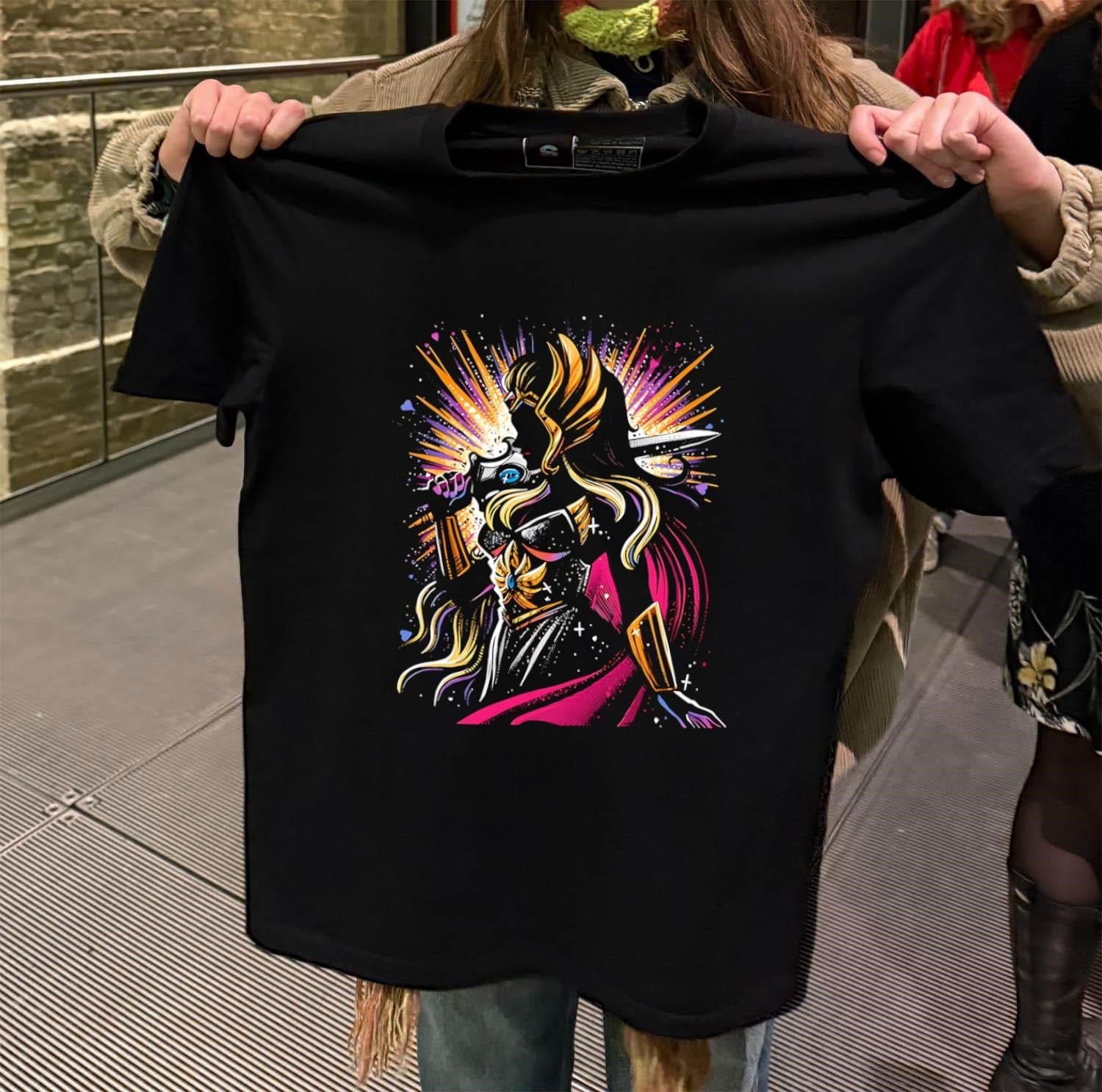 She-Ra Princess of Power silhouette with glowing - Adult & Kids T-Shirts, Sweatshirts & Hoodies apparel design preview 2