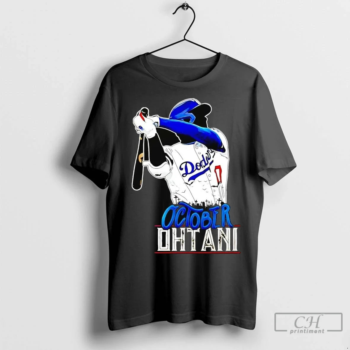 Shohei Ohtani Batting Dodgers October - Adult & Kids T-Shirts, Sweatshirts & Hoodies apparel design preview 1