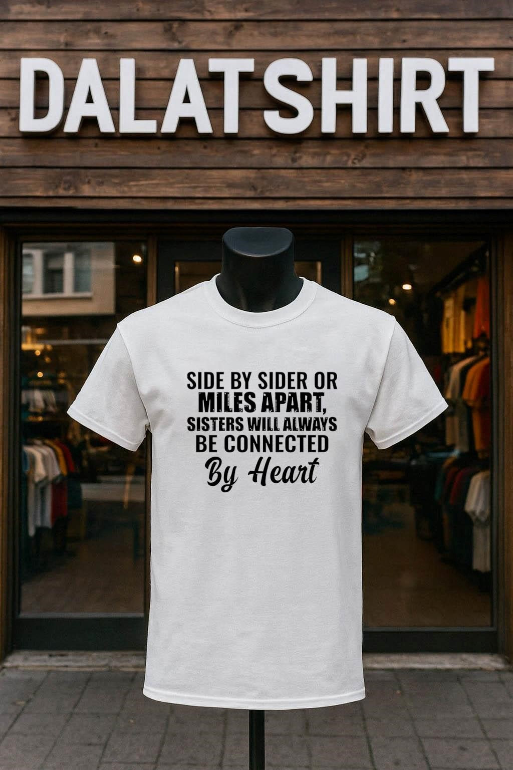 Side by Sider or Miles Apart Sisters Heart - Adult & Kids T-Shirts, Sweatshirts & Hoodies apparel design preview 1