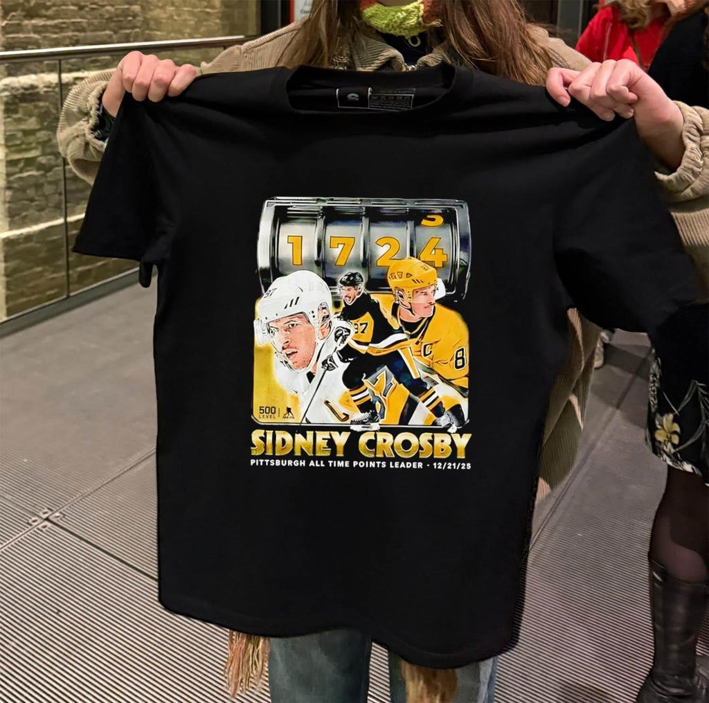 Sidney Crosby Pittsburgh All Time Points Leader 1724 - Adult & Kids T-Shirts, Sweatshirts & Hoodies apparel design preview 2