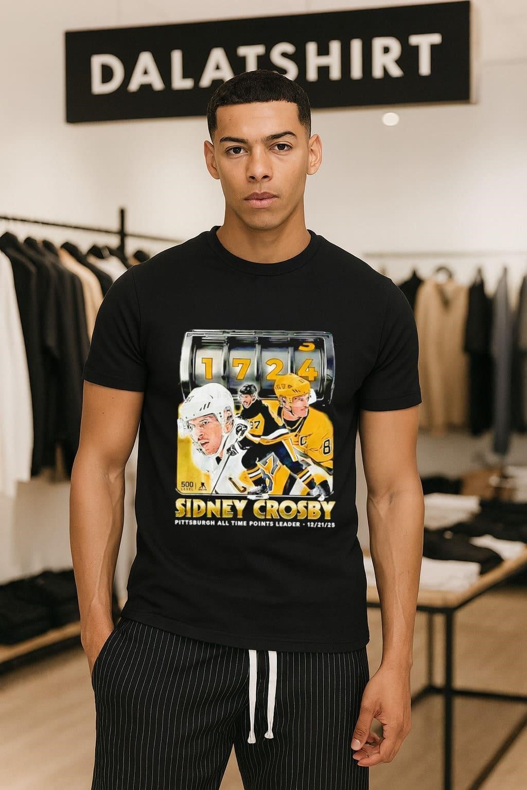 Sidney Crosby Pittsburgh All Time Points Leader 1724 - Adult & Kids T-Shirts, Sweatshirts & Hoodies apparel design preview 1