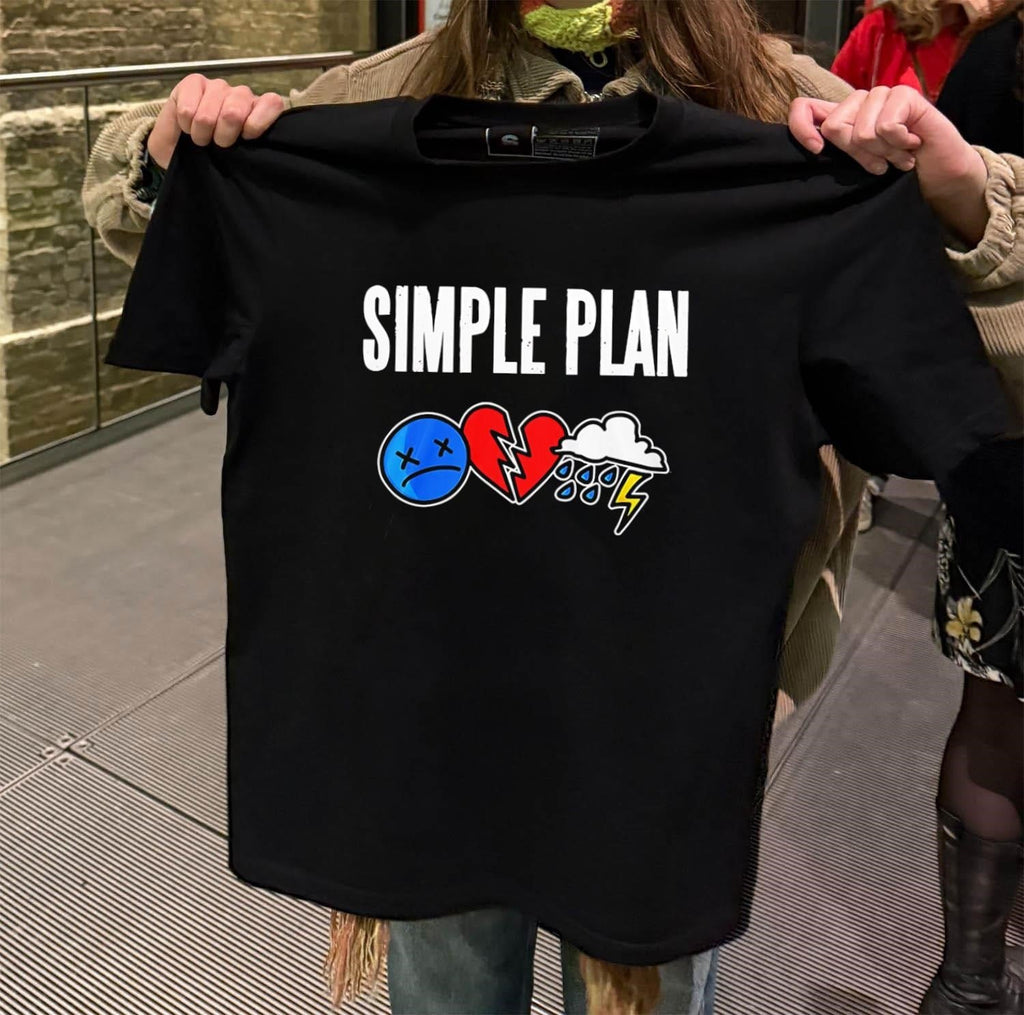 Simple Plan sad face broken heart storm logo - Adult & Kids T-Shirts, Sweatshirts & Hoodies apparel design preview 2