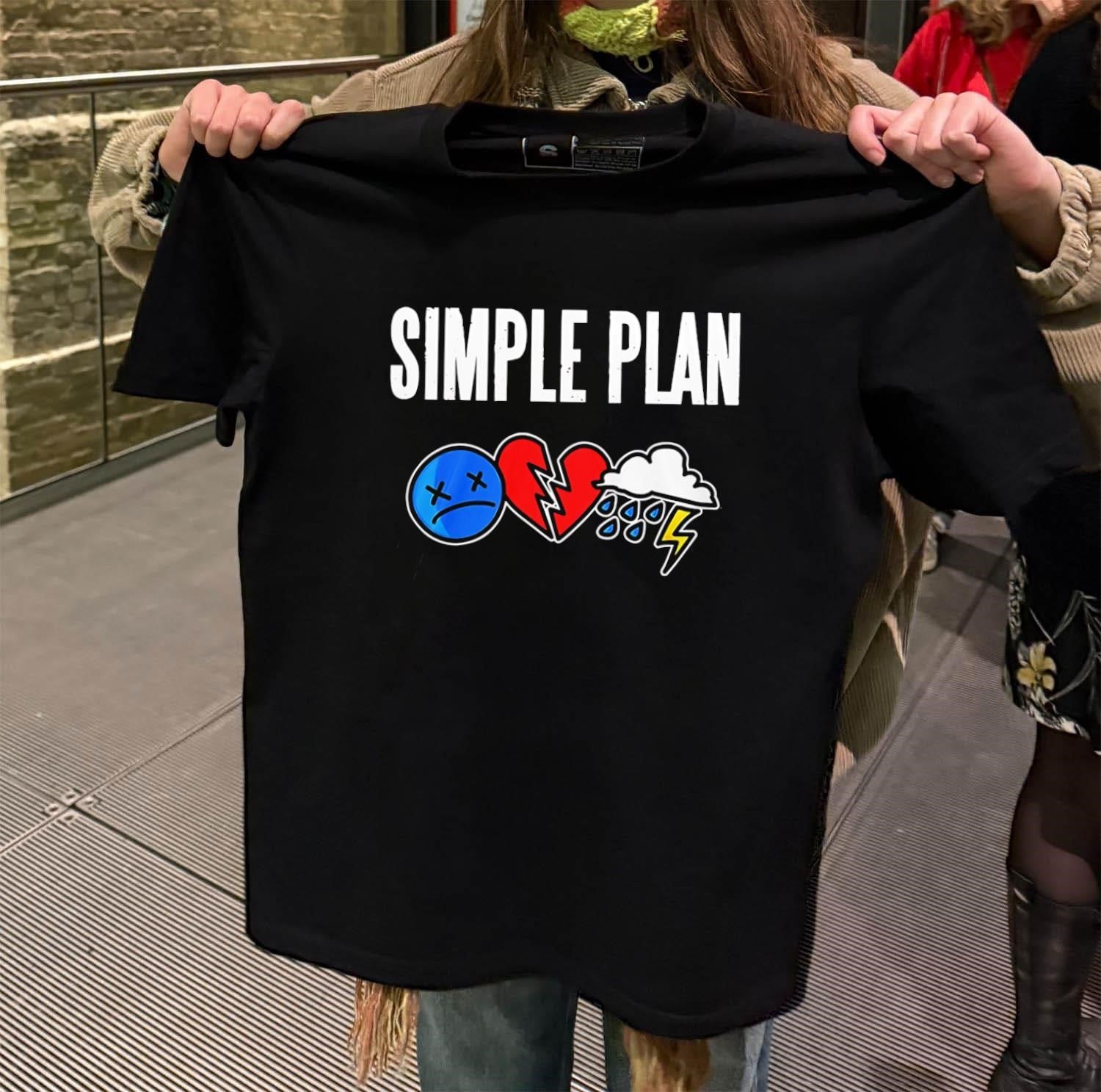 Simple Plan sad face broken heart storm logo - Adult & Kids T-Shirts, Sweatshirts & Hoodies apparel design preview 2