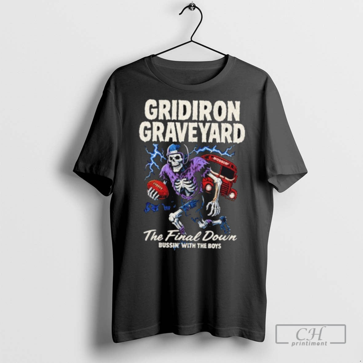 Skeleton Gridiron Graveyard The Final Down - Adult & Kids T-Shirts, Sweatshirts & Hoodies apparel design preview 1