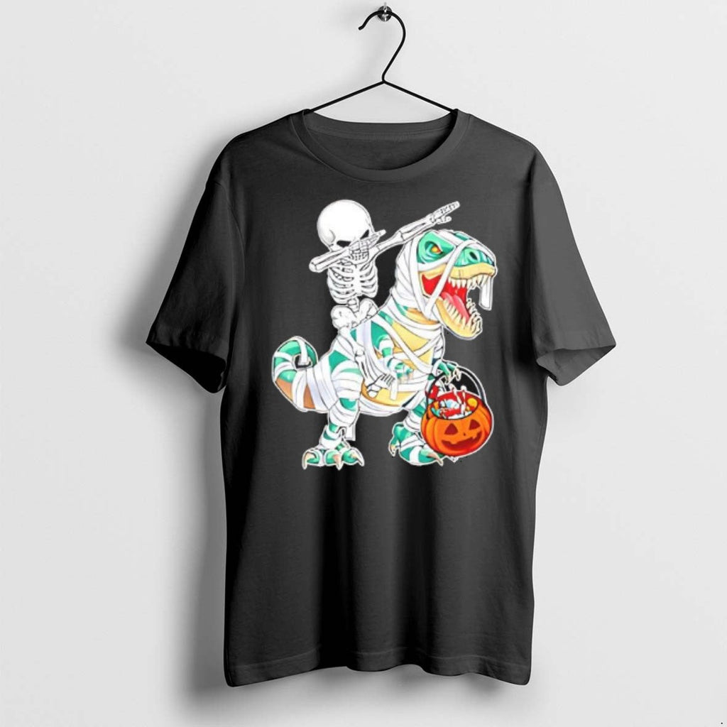 Skeleton Riding Dancing Dab Dinosaur Trex Halloween - Adult & Kids T-Shirts, Sweatshirts & Hoodies apparel design preview 1