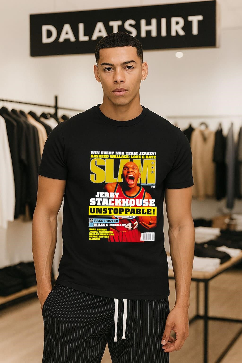 Slam Magazine Jerry Stackhouse Unstoppable March 2001 - Adult & Kids T-Shirts, Sweatshirts & Hoodies apparel design preview 1