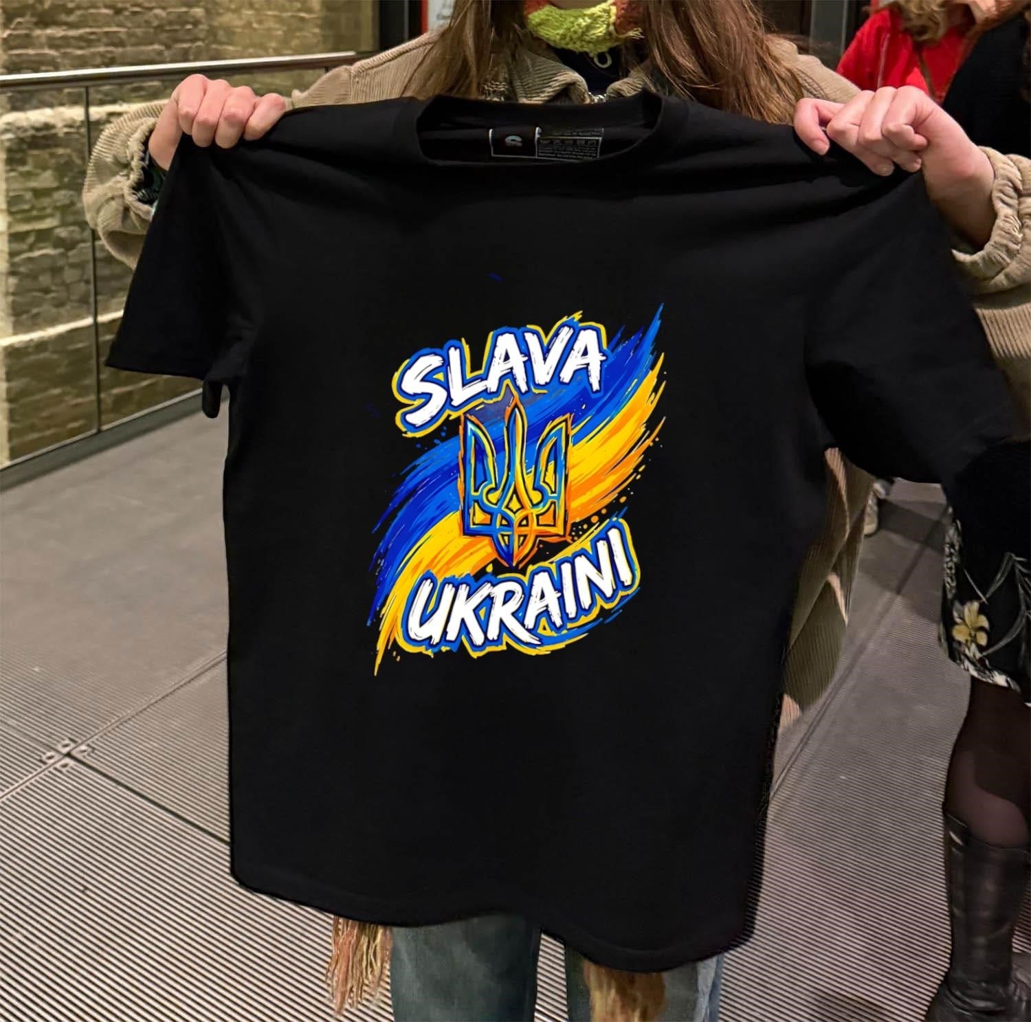 Slava Ukraini Trident Symbol Blue And Yellow Ukraine - Adult & Kids T-Shirts, Sweatshirts & Hoodies apparel design preview 2