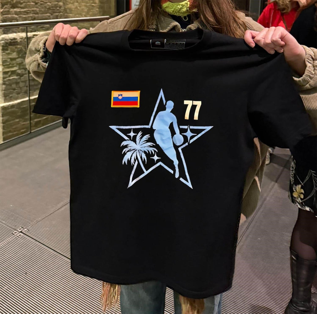 Slovenia flag number 77 Luka Doncic Dallas Basketball - Adult & Kids T-Shirts, Sweatshirts & Hoodies apparel design preview 2