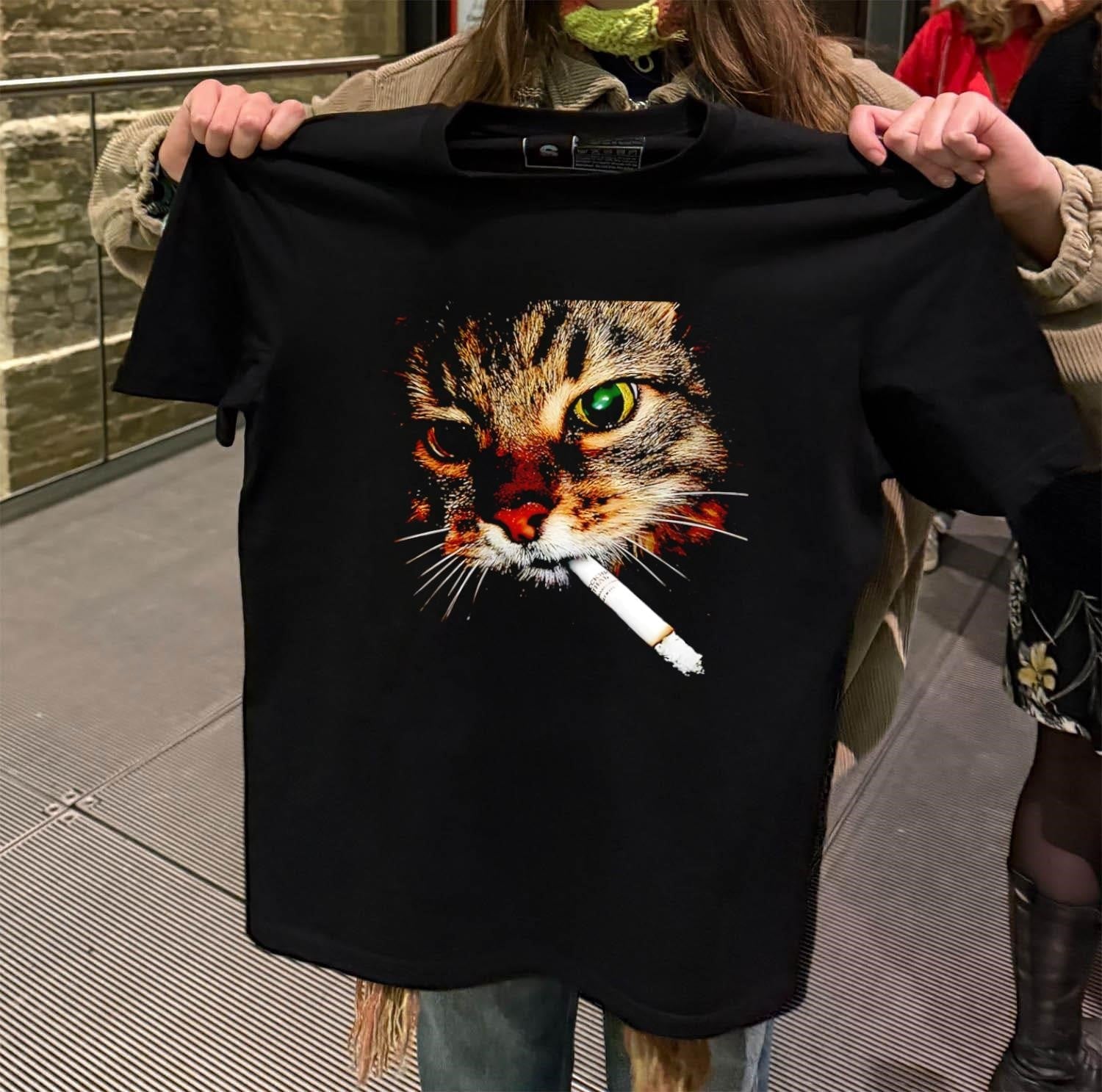 Smoking Tabby Cat Portrait With Russian Style - Adult & Kids T-Shirts, Sweatshirts & Hoodies apparel design preview 2