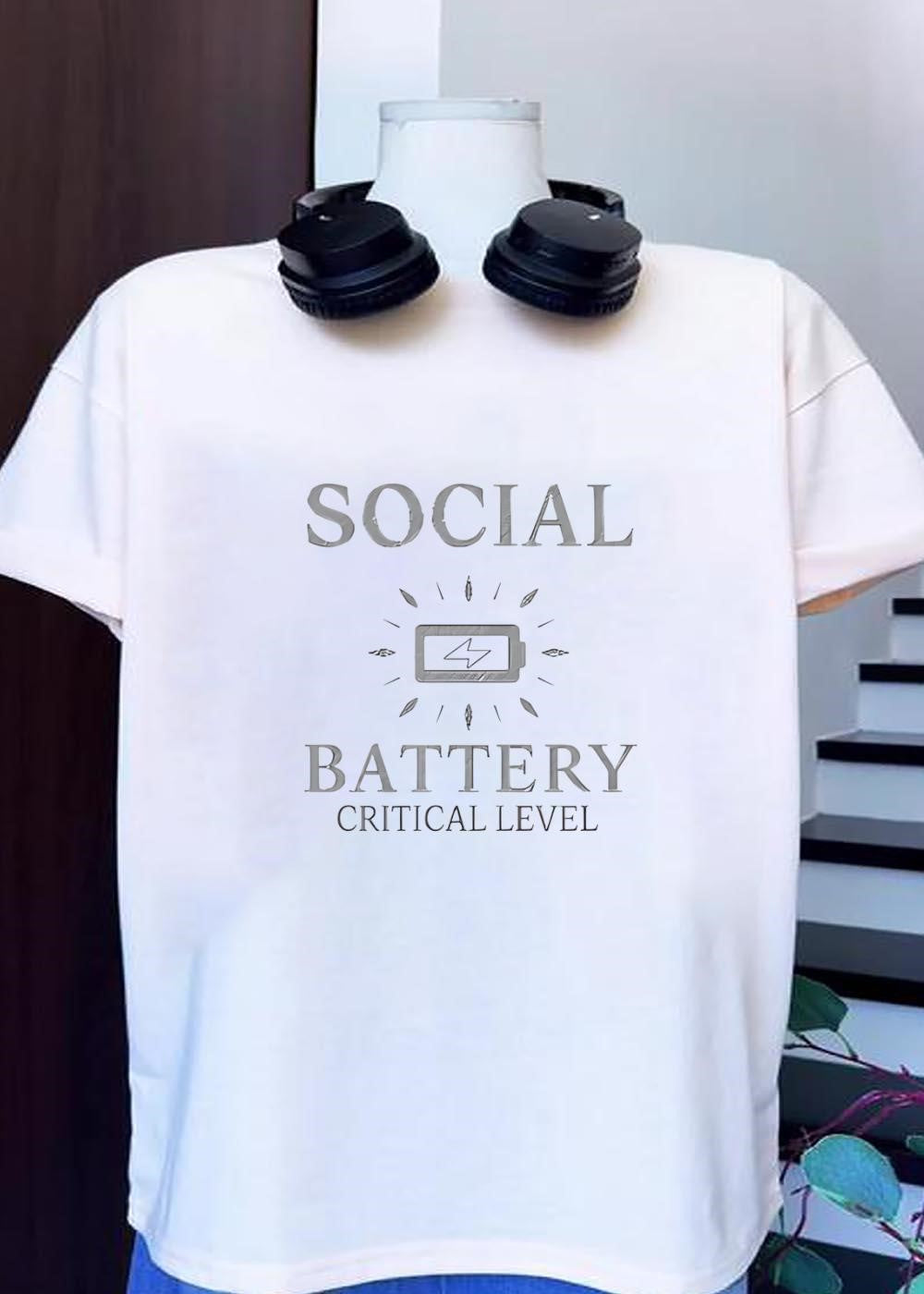 Social Battery Critical Level - Adult & Kids T-Shirts, Sweatshirts & Hoodies apparel design preview 1