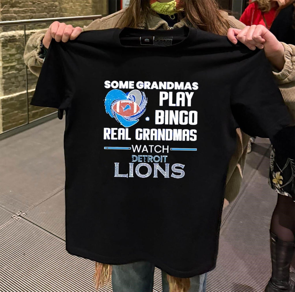 Some Grandmas Play Bingo Real Watch Detroit Lions - Adult & Kids T-Shirts, Sweatshirts & Hoodies apparel design preview 2