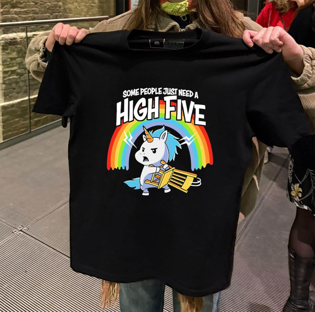 Some People Just Need a High Five Unicorn Metal Chair - Adult & Kids T-Shirts, Sweatshirts & Hoodies apparel design preview 2