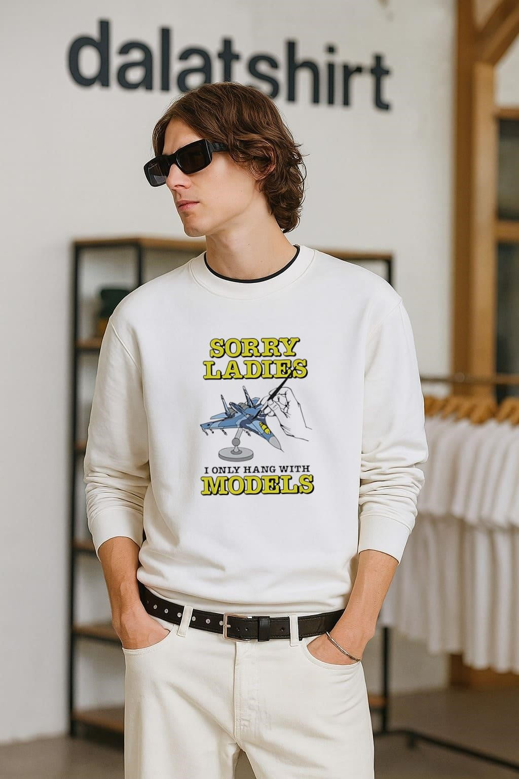 Sorry Ladies I Only Hang With Models Jet Airplane - Adult & Kids T-Shirts, Sweatshirts & Hoodies apparel design preview 2