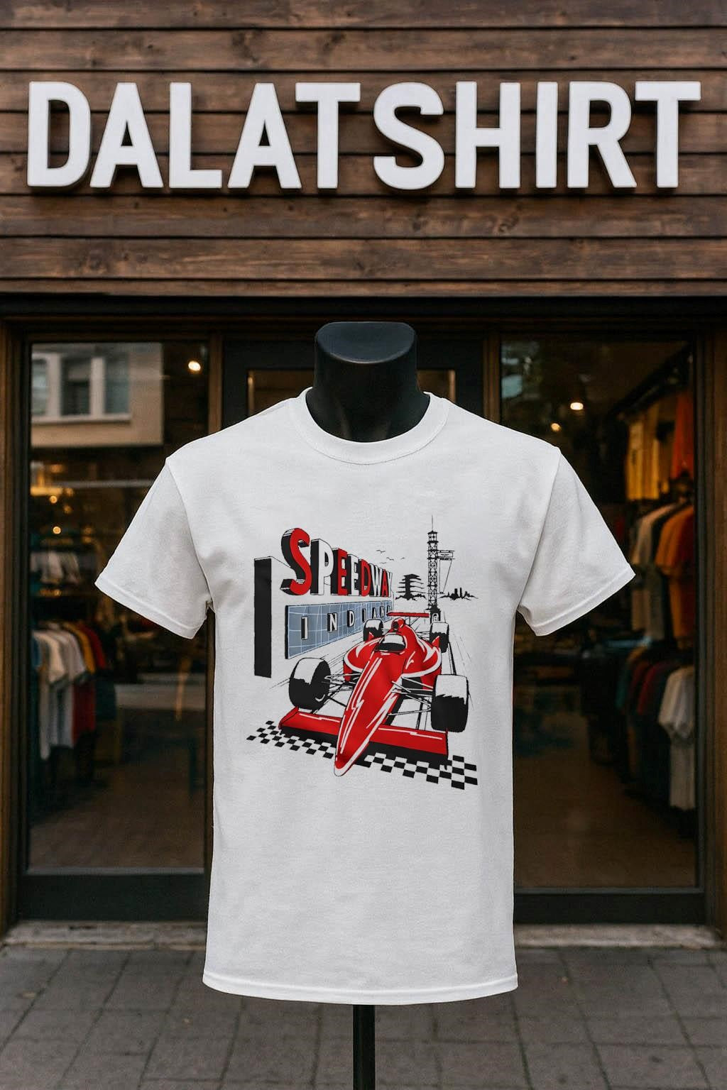 Speedway Indiana Red Racing Car - Adult & Kids T-Shirts, Sweatshirts & Hoodies apparel design preview 1