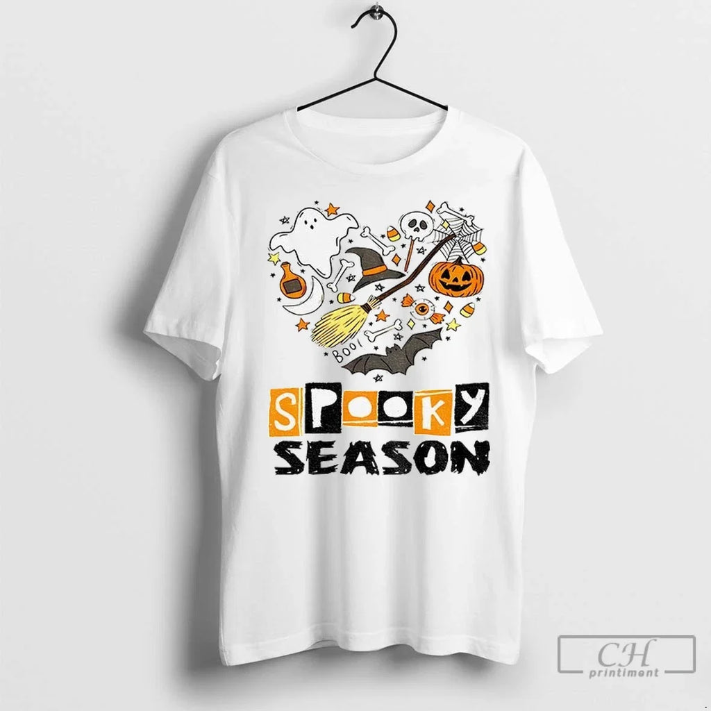 Spooky Season Ghost Pumpkin Boo Halloween 2025 - Adult & Kids T-Shirts, Sweatshirts & Hoodies apparel design preview 1