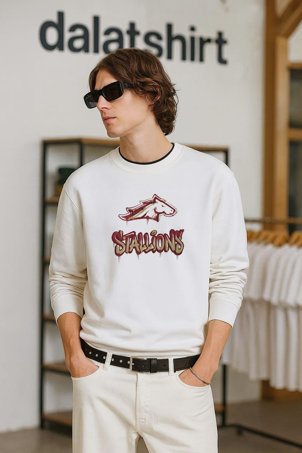 Stallions horse logo with graffiti paint drip style - Adult & Kids T-Shirts, Sweatshirts & Hoodies apparel design preview 2