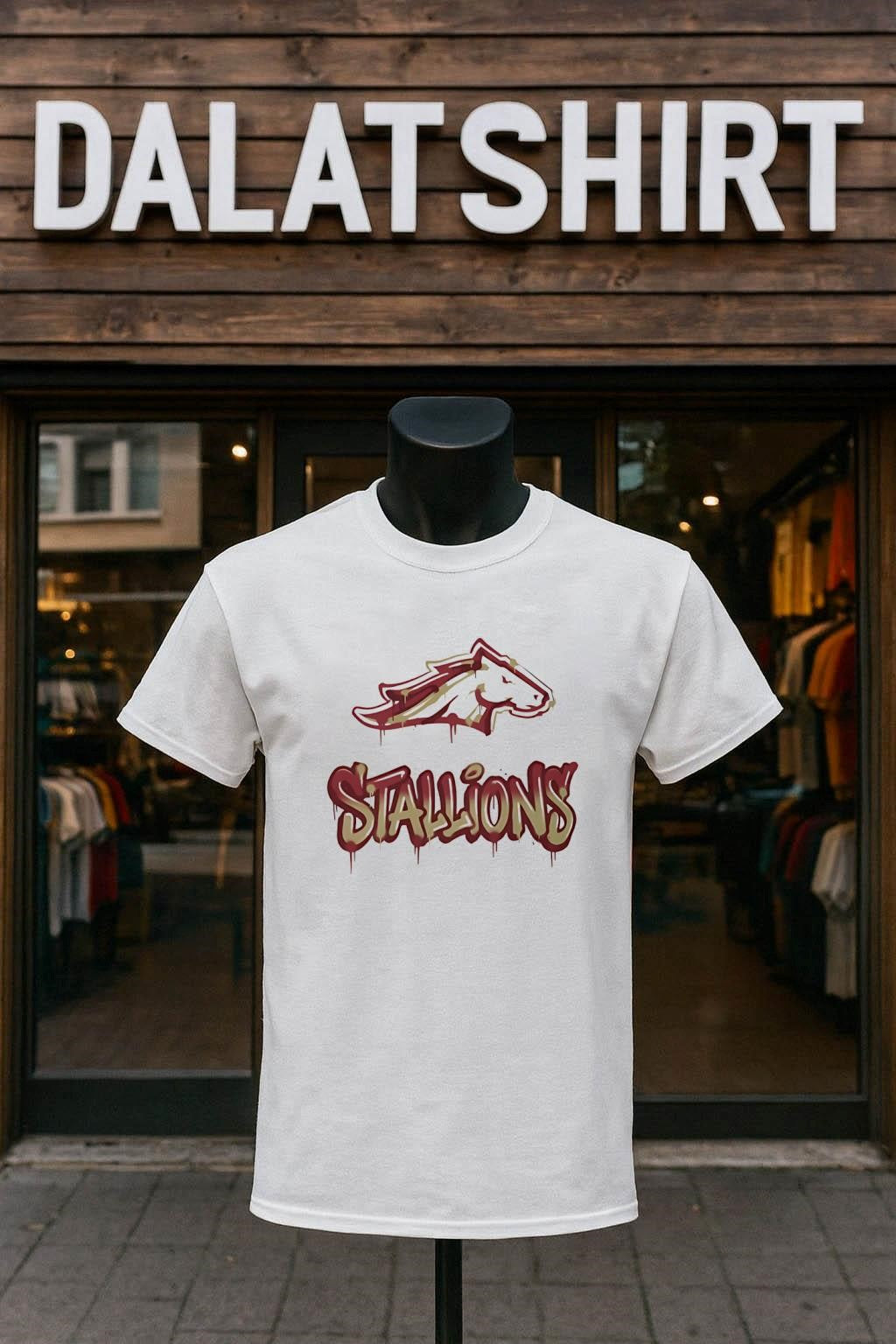 Stallions horse logo with graffiti paint drip style - Adult & Kids T-Shirts, Sweatshirts & Hoodies apparel design preview 1