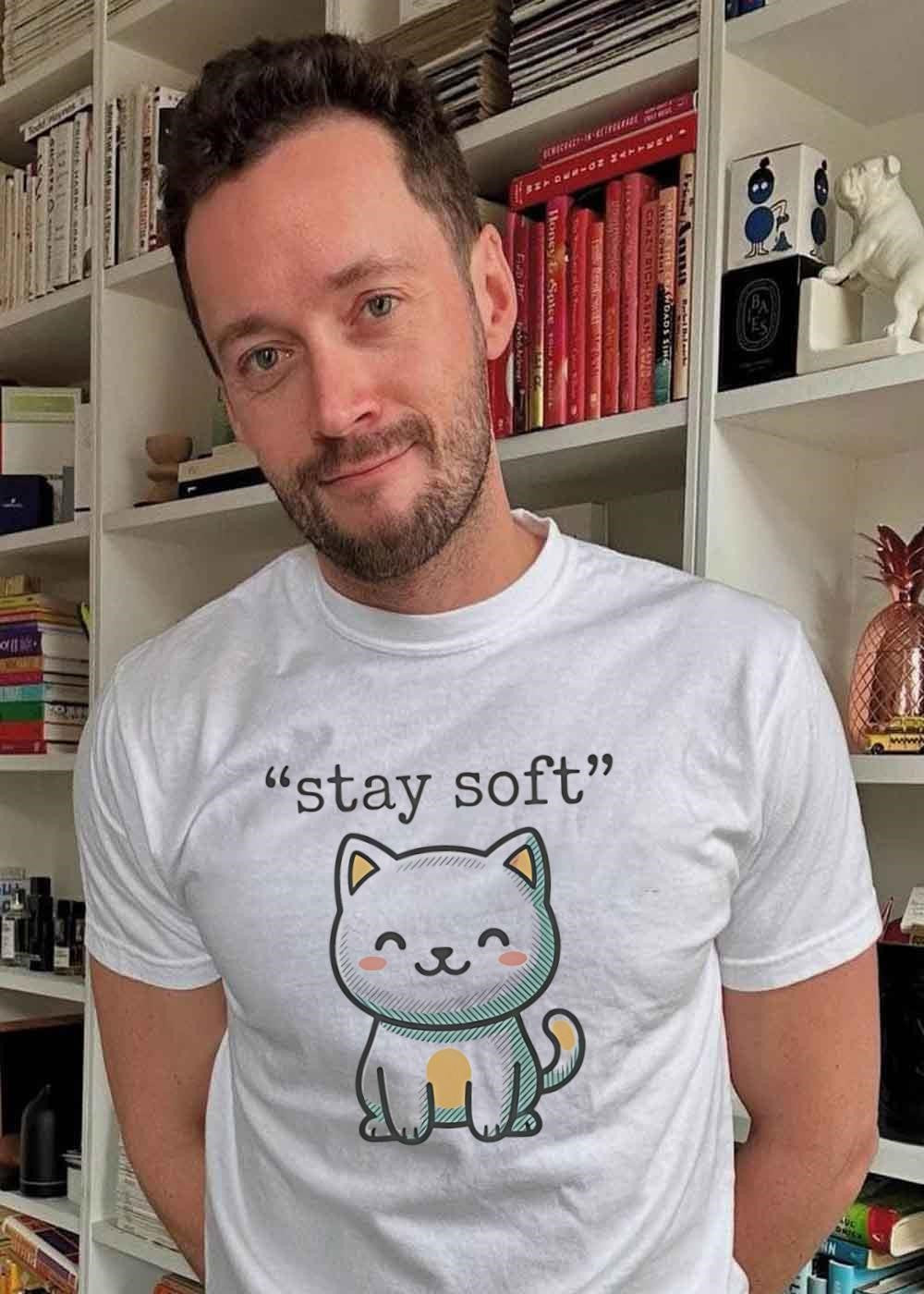 Stay Soft Cute Smiling Cartoon Cat - Adult & Kids T-Shirts, Sweatshirts & Hoodies apparel design preview 2