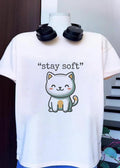 Stay Soft Cute Smiling Cartoon Cat - Adult & Kids T-Shirts, Sweatshirts & Hoodies apparel design preview 1
