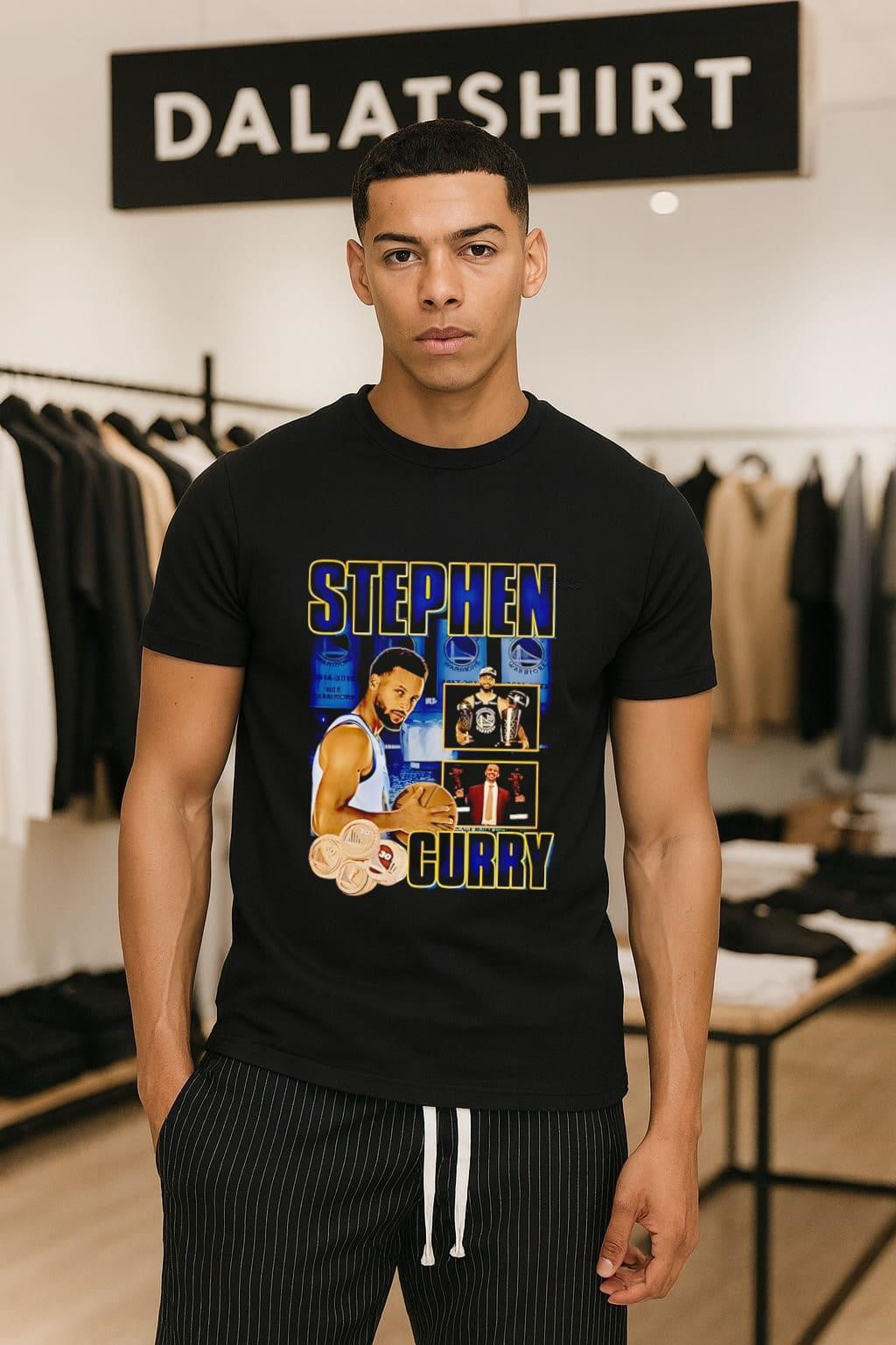 Stephen Curry Warriors Champion Four Rings Basketball - Adult & Kids T-Shirts, Sweatshirts & Hoodies apparel design preview 1