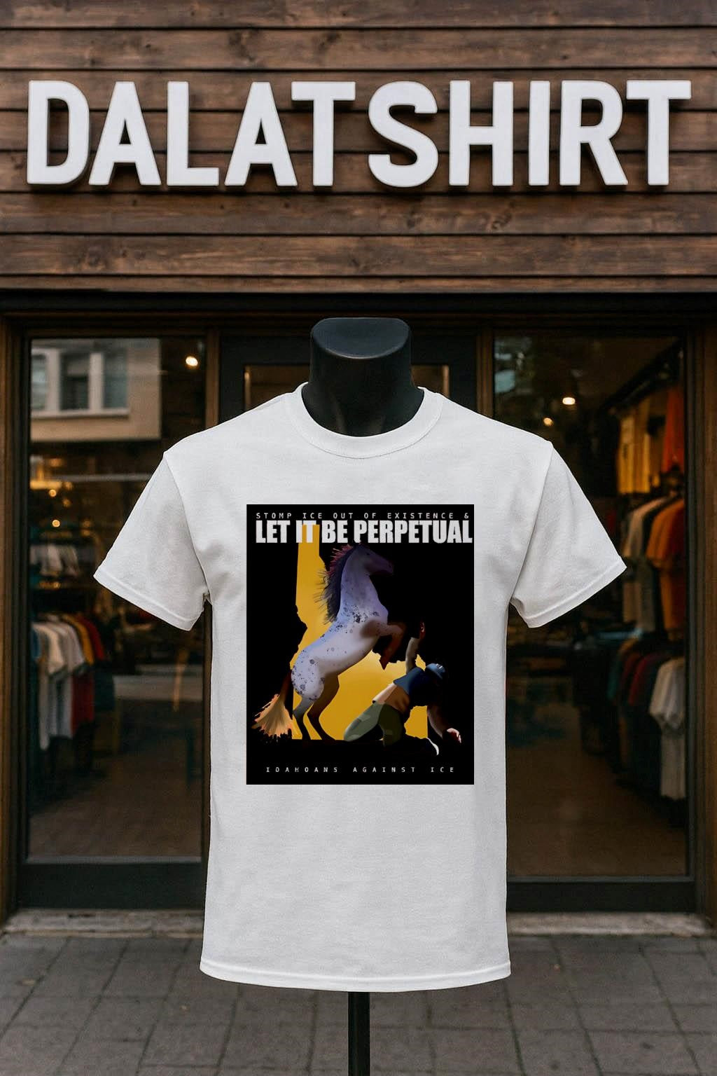 Stomp Ice Out of Existence Idahoans Against Horse - Adult & Kids T-Shirts, Sweatshirts & Hoodies apparel design preview 1
