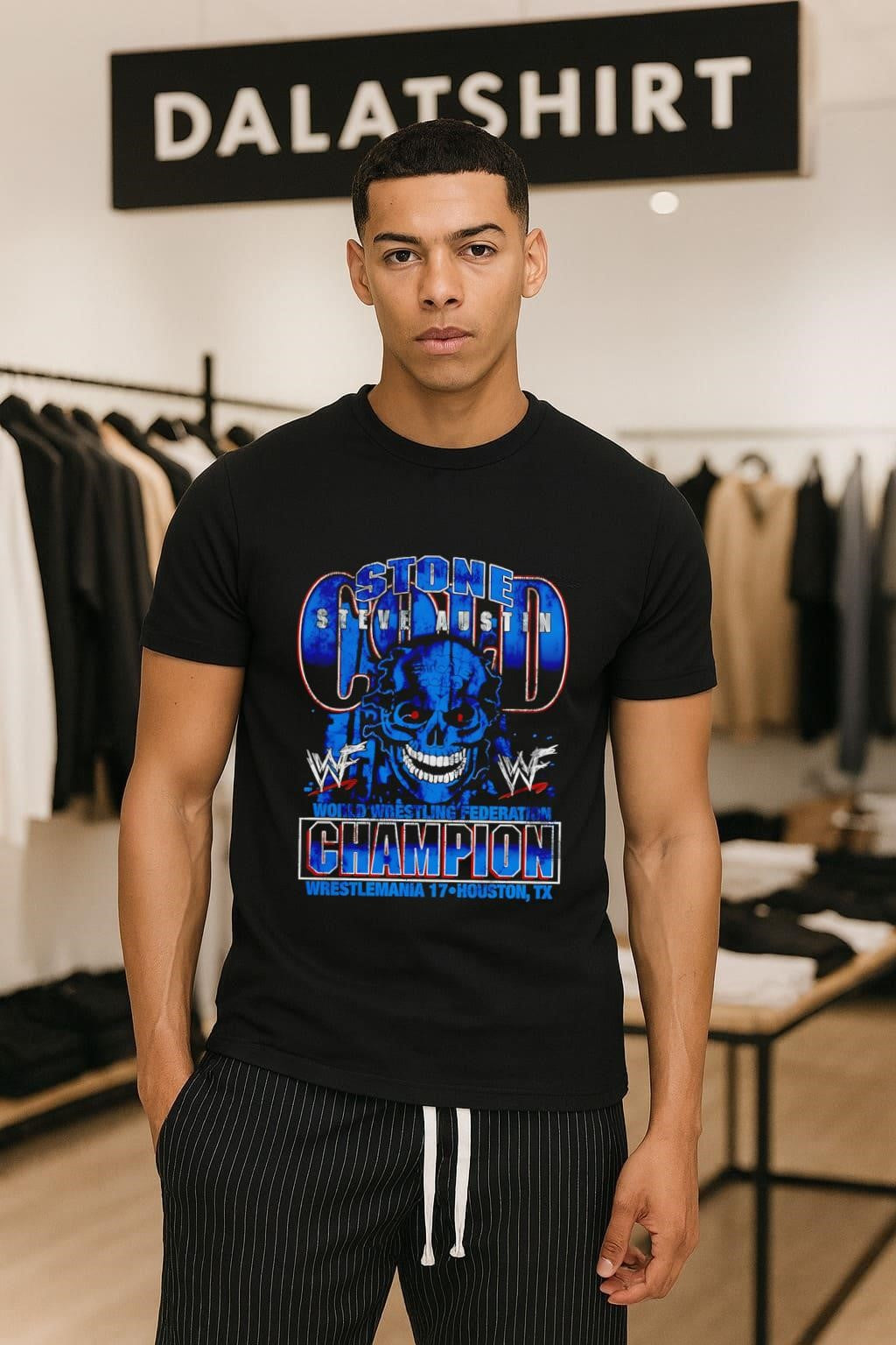 Stone Cold Steve Austin WWF Champion WrestleMania 17 - Adult & Kids T-Shirts, Sweatshirts & Hoodies apparel design preview 1