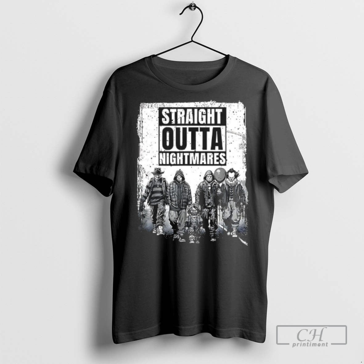 Straight Outta Nightmares Horror Halloween Scary - Adult & Kids T-Shirts, Sweatshirts & Hoodies apparel design preview 1