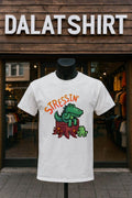 Stressin Crocodile and Frog on Tree Stump Cartoon - Adult & Kids T-Shirts, Sweatshirts & Hoodies apparel design preview 1