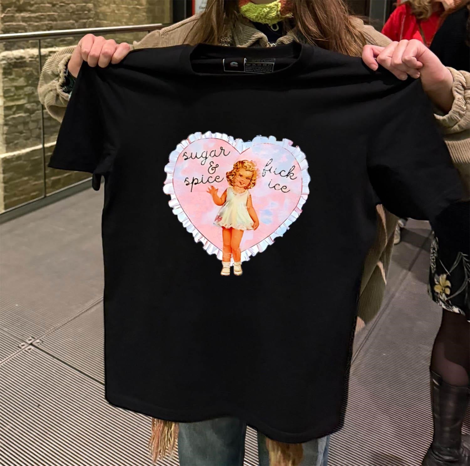 Sugar And Spice Vintage Girl Heart Frame Ruffle - Adult & Kids T-Shirts, Sweatshirts & Hoodies apparel design preview 2