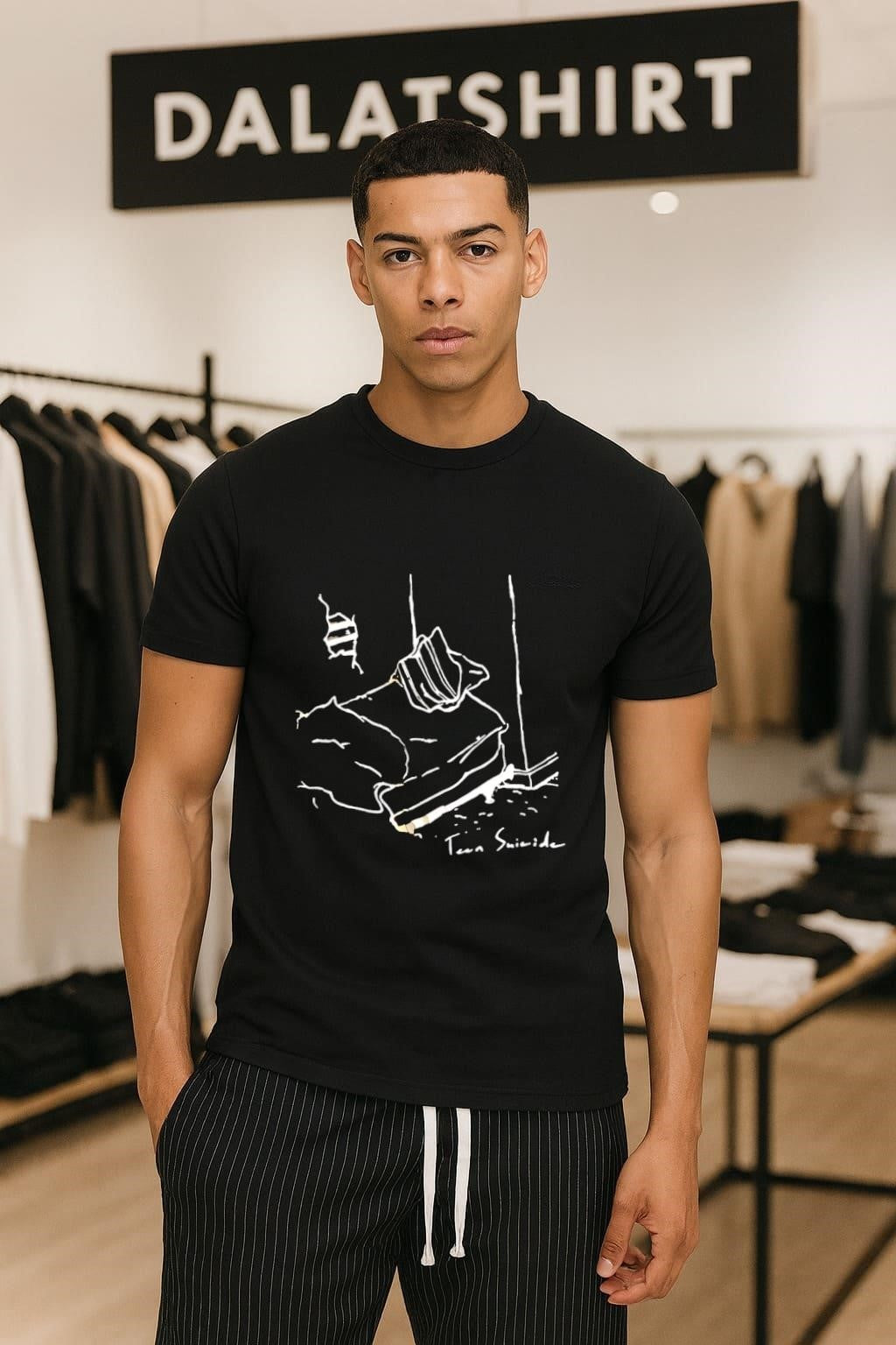 Suicide Band Bed Drawing Lo-fi Indie Rock Music - Adult & Kids T-Shirts, Sweatshirts & Hoodies apparel design preview 1