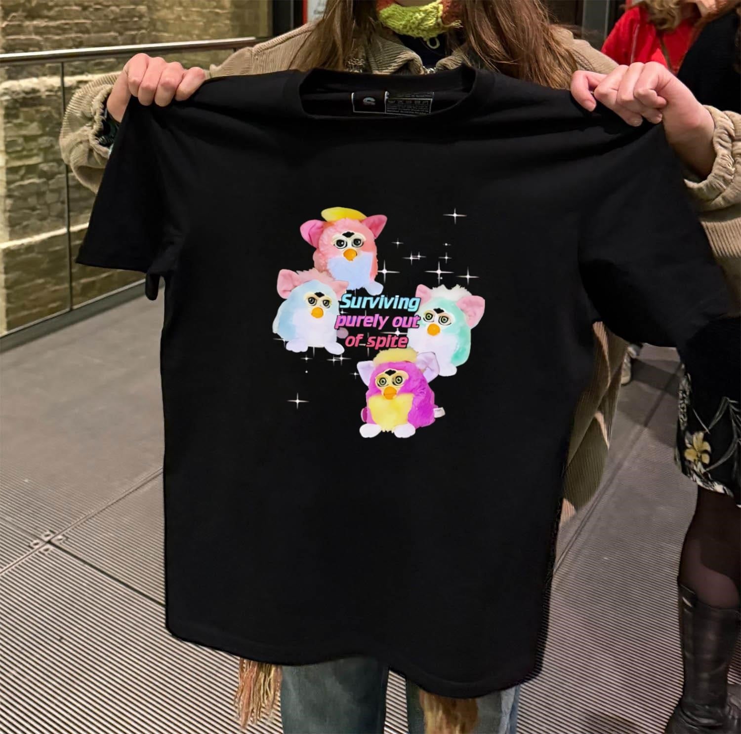 Surviving Purely Out Of Spite Four Colorful Furbies - Adult & Kids T-Shirts, Sweatshirts & Hoodies apparel design preview 2