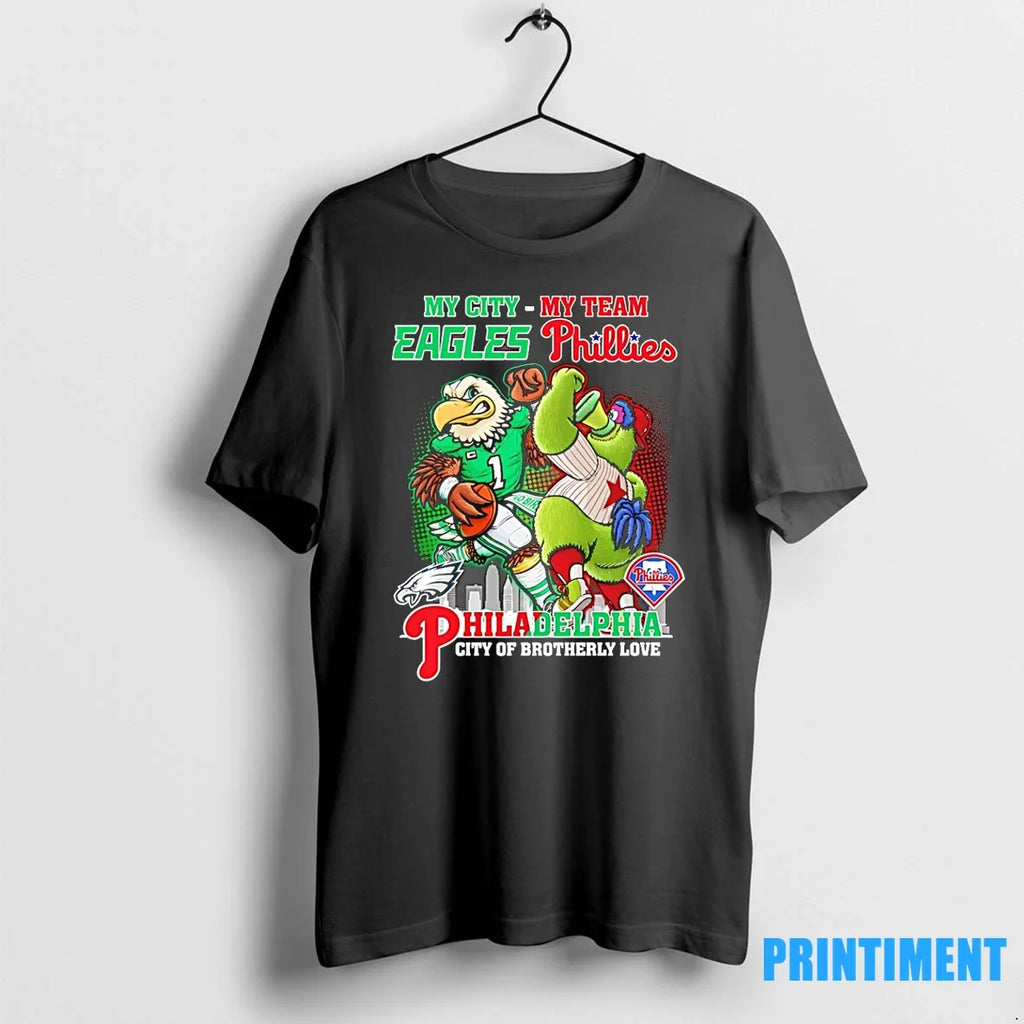 Swoop Vs Phillie Phanatic Mascot My City Team - Adult & Kids T-Shirts, Sweatshirts & Hoodies apparel design preview 1