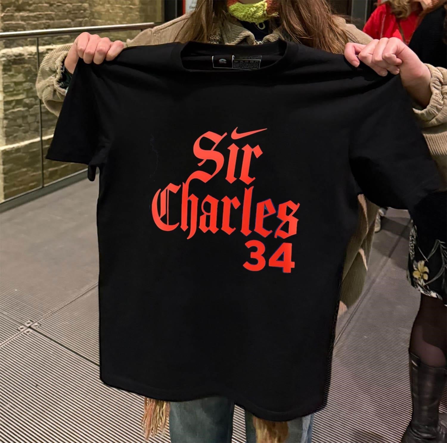 Swoosh Sir Charles 34 Gothic font basketball legend - Adult & Kids T-Shirts, Sweatshirts & Hoodies apparel design preview 2