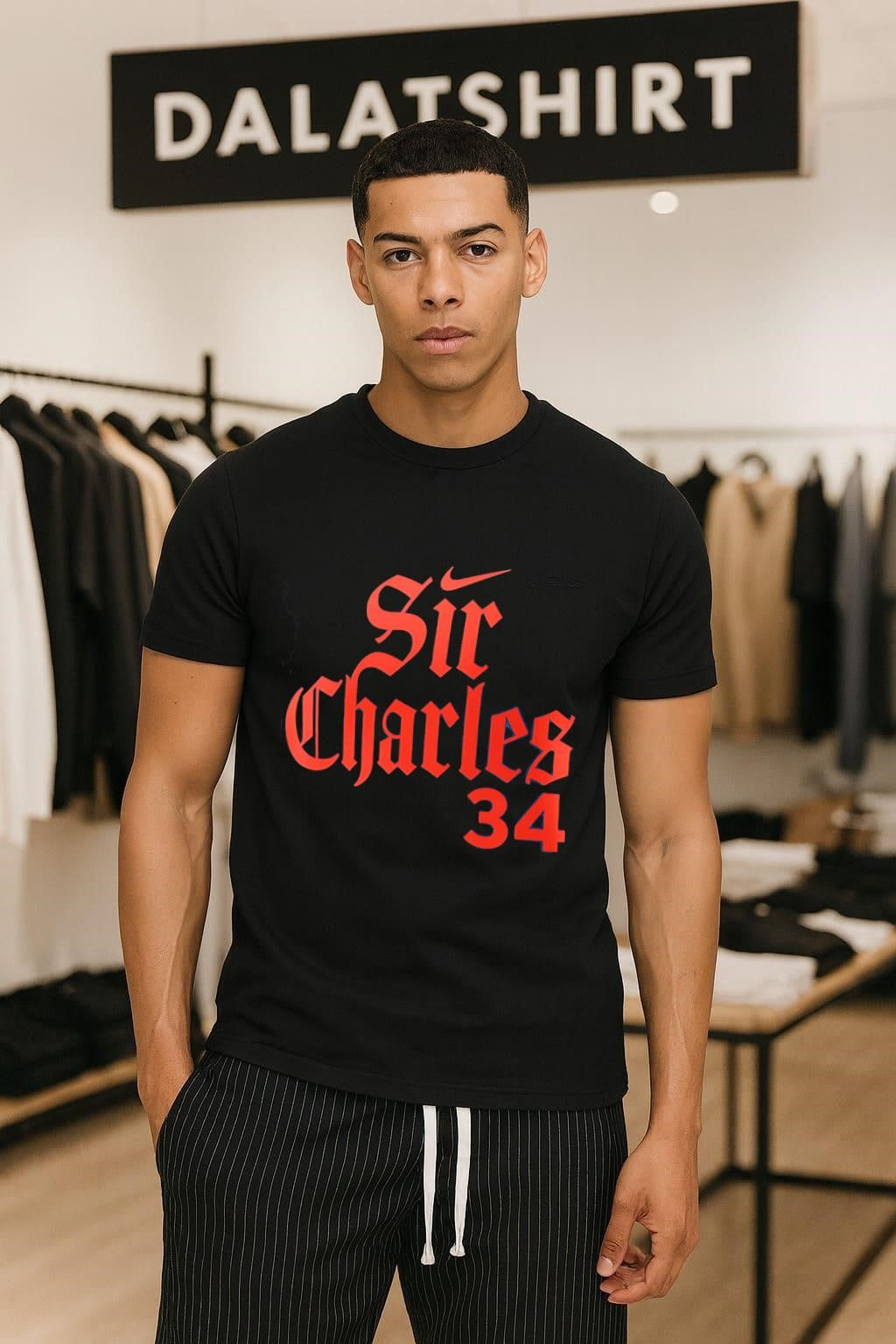 Swoosh Sir Charles 34 Gothic font basketball legend - Adult & Kids T-Shirts, Sweatshirts & Hoodies apparel design preview 1