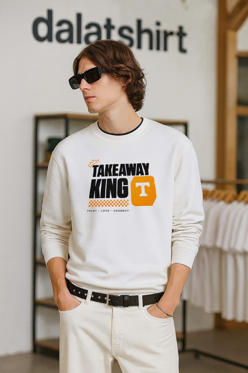 Takeaway King Trust Love Urgency Tennessee Orange - Adult & Kids T-Shirts, Sweatshirts & Hoodies apparel design preview 2