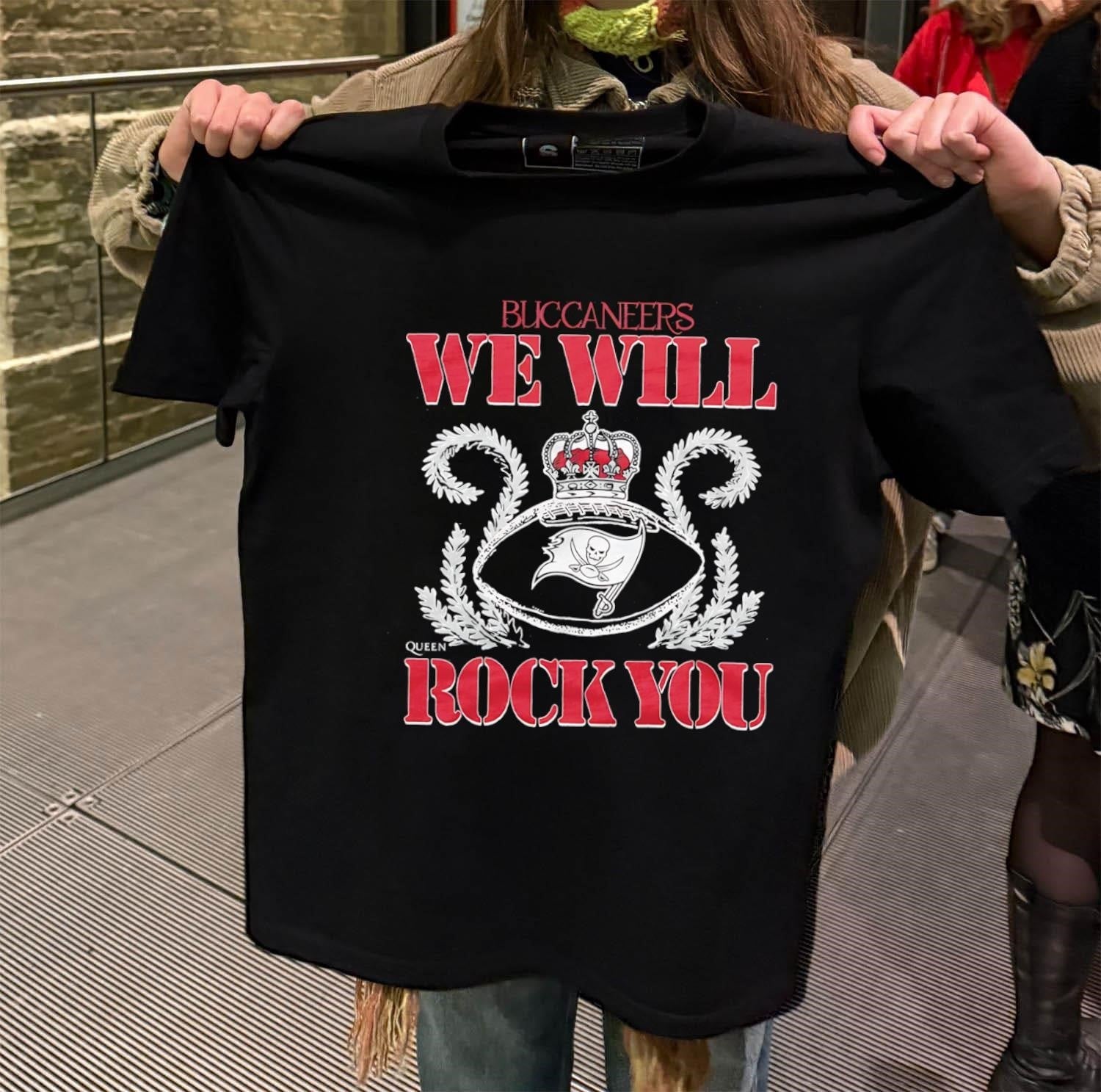 Tampa Bay Buccaneers We Will Rock You Football Crown - Adult & Kids T-Shirts, Sweatshirts & Hoodies apparel design preview 2
