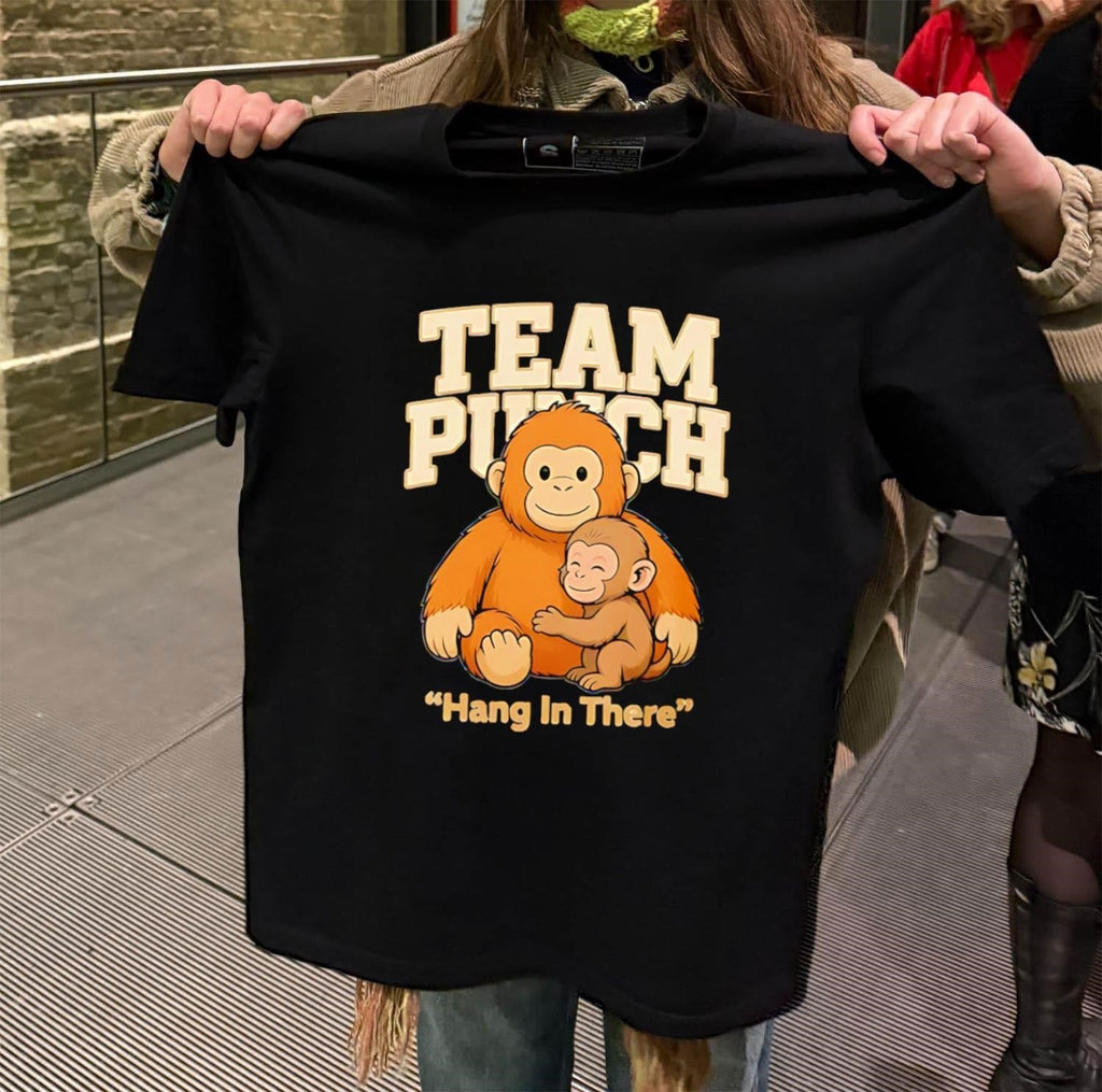 Team Punch Hang In There orange monkey hugging - Adult & Kids T-Shirts, Sweatshirts & Hoodies apparel design preview 2