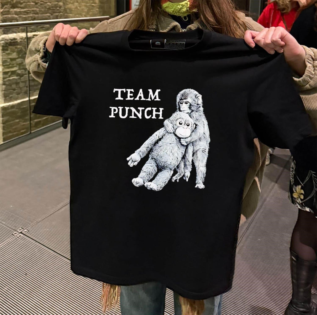 Team Punch monkey holding orange stuffed animal - Adult & Kids T-Shirts, Sweatshirts & Hoodies apparel design preview 2