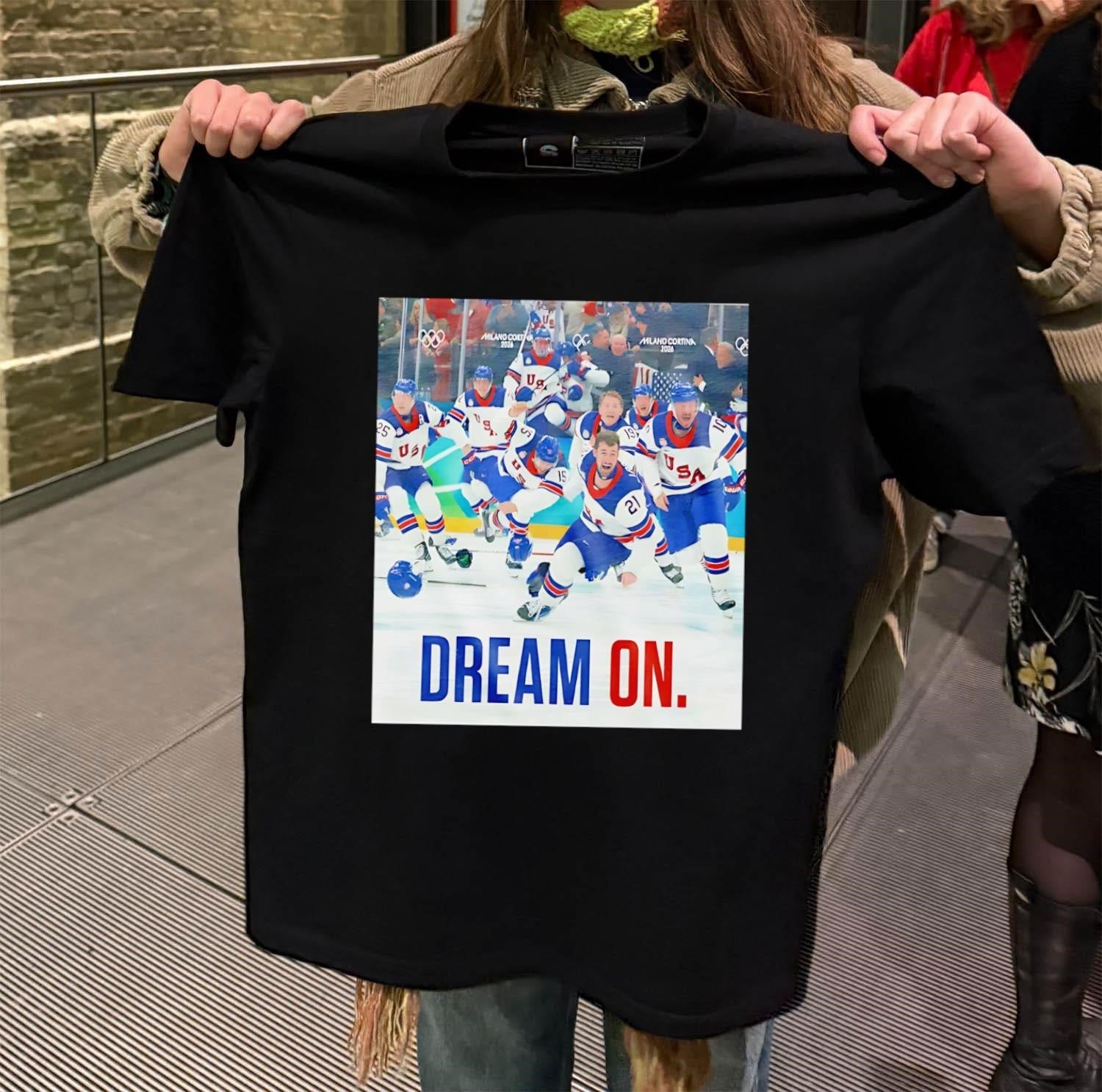 Team USA Hockey Milano Cortina 2026 Dream On - Adult & Kids T-Shirts, Sweatshirts & Hoodies apparel design preview 2