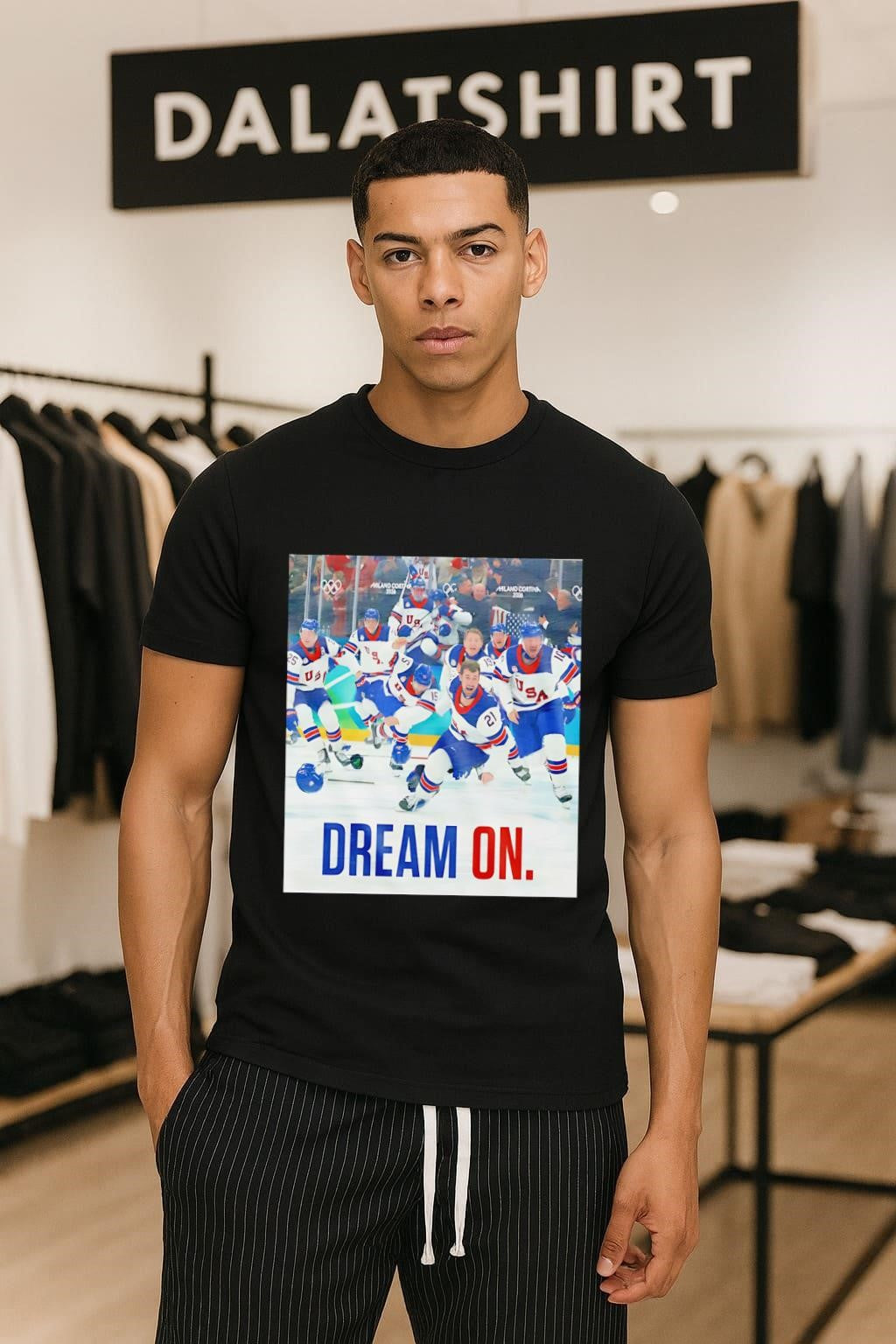 Team USA Hockey Milano Cortina 2026 Dream On - Adult & Kids T-Shirts, Sweatshirts & Hoodies apparel design preview 1