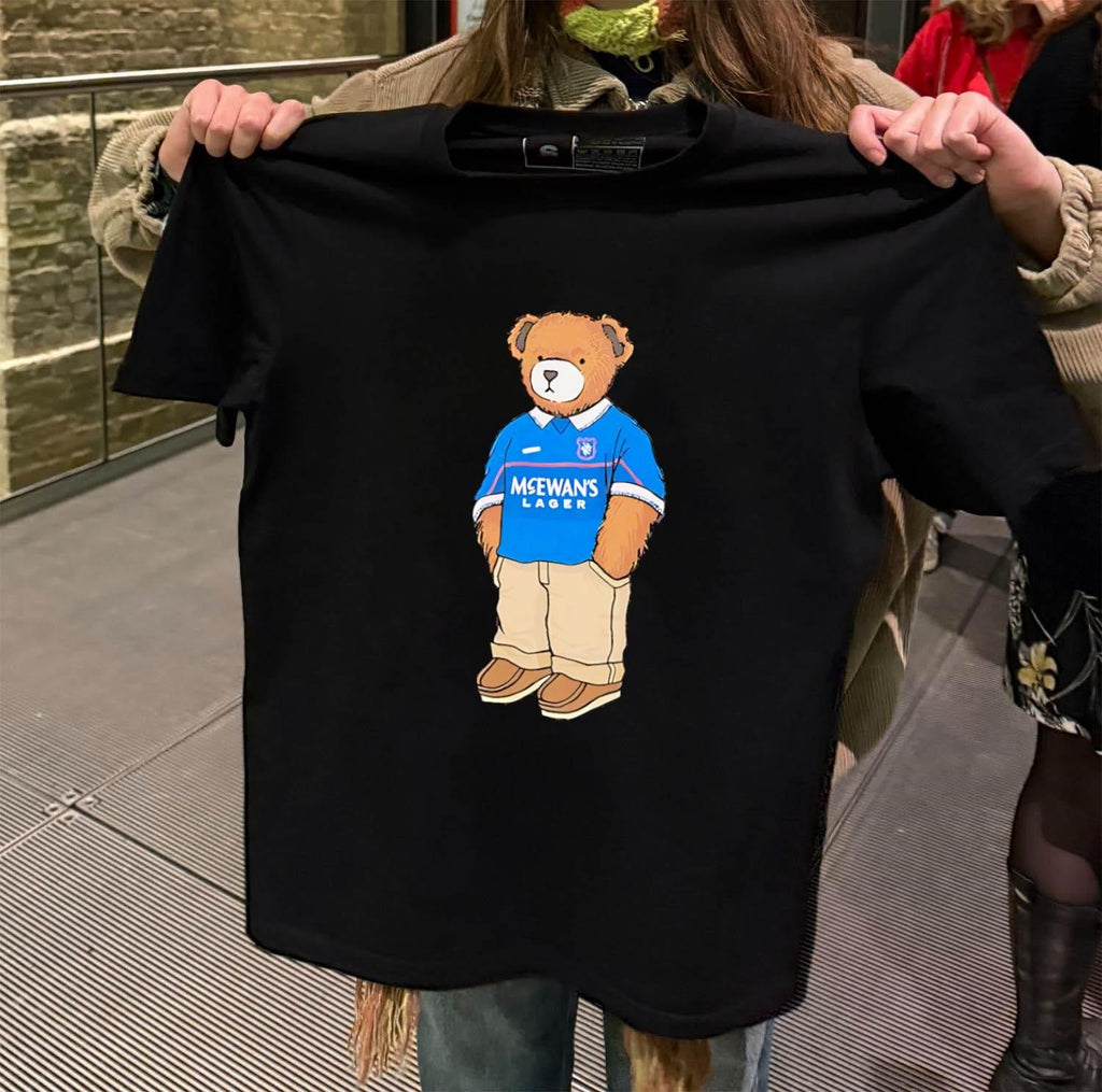 Teddy Bear Wearing Blue McEwan's Lager Rangers - Adult & Kids T-Shirts, Sweatshirts & Hoodies apparel design preview 2