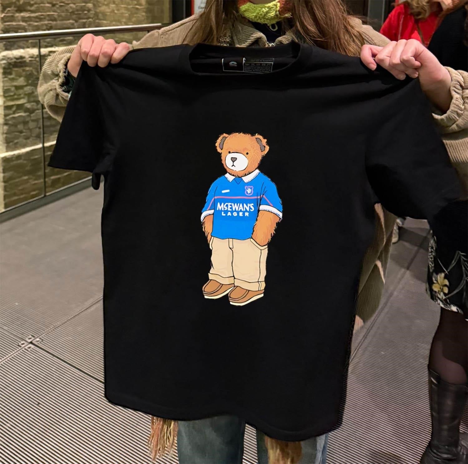 Teddy Bear Wearing Blue McEwan's Lager Rangers - Adult & Kids T-Shirts, Sweatshirts & Hoodies apparel design preview 2