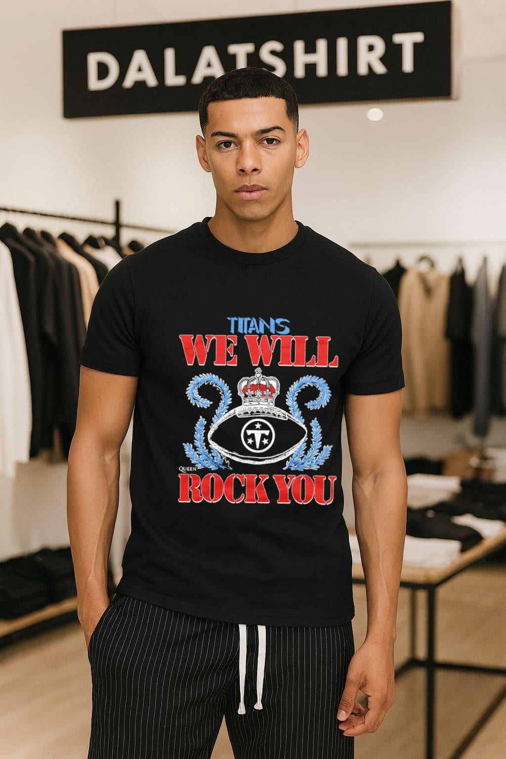 Tennessee Titans We Will Rock You Football Crown - Adult & Kids T-Shirts, Sweatshirts & Hoodies apparel design preview 1
