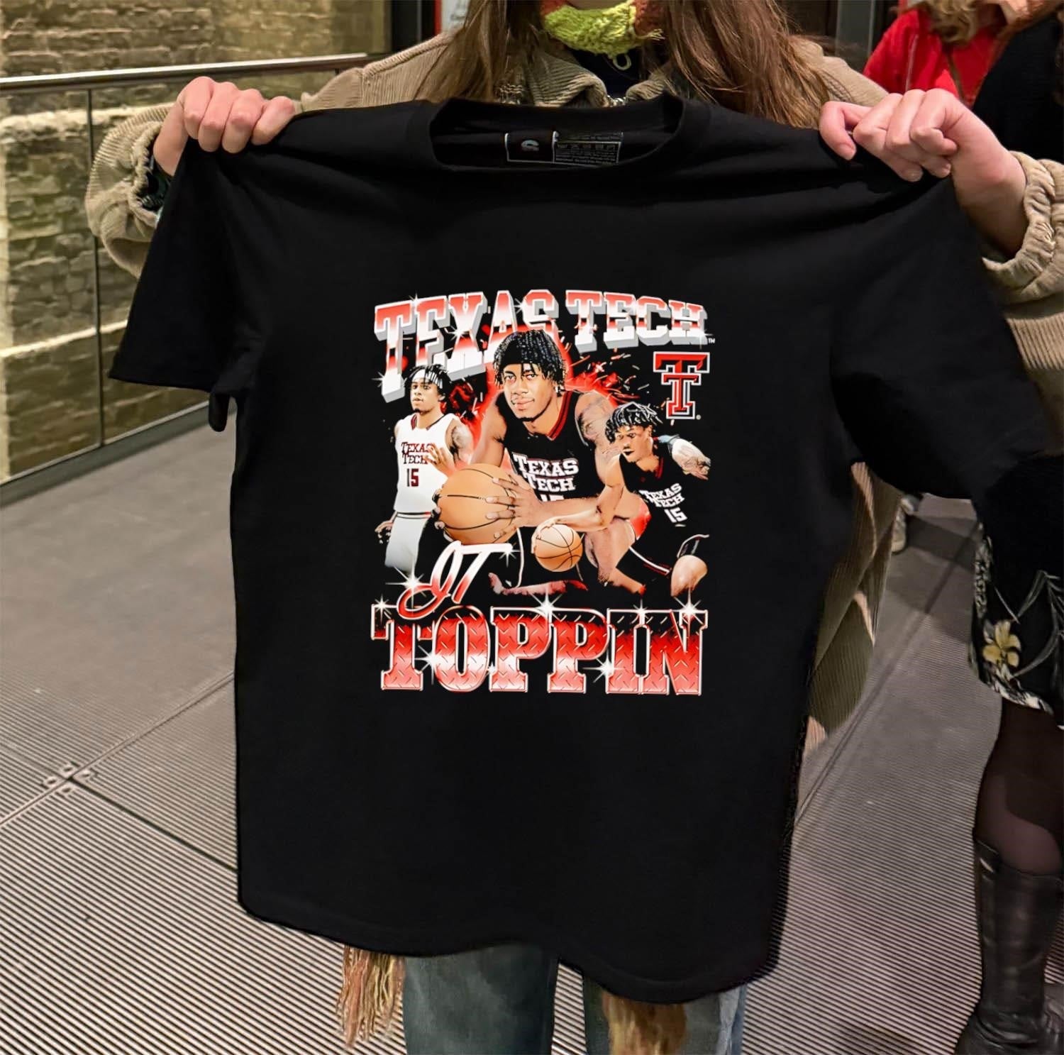 Texas Tech Basketball JT Toppin 15 Collegiate Athlete - Adult & Kids T-Shirts, Sweatshirts & Hoodies apparel design preview 2